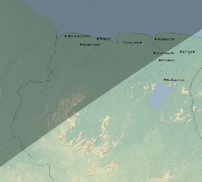 Map of the eclipse path across Suriname on 01/30/2921