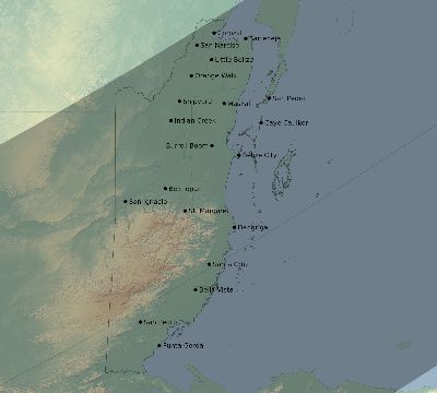 Map of the eclipse path across Belize on 01/19/2922