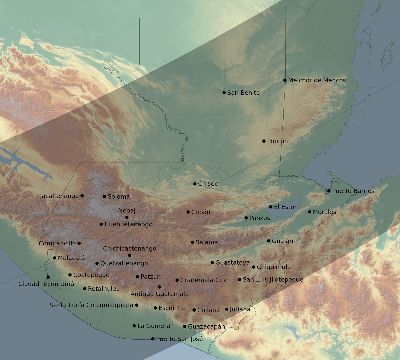 Map of the eclipse path across Guatemala on 01/19/2922