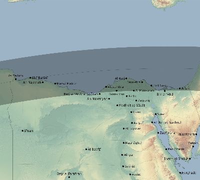 Map of the eclipse path across Egypt on 05/24/2924