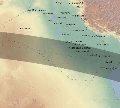Map of the eclipse path across Iraq on 05/24/2924