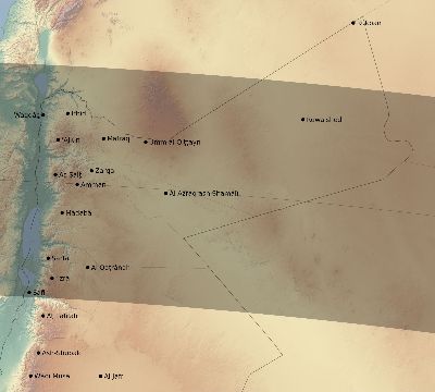 Map of the eclipse path across Jordan on 05/24/2924
