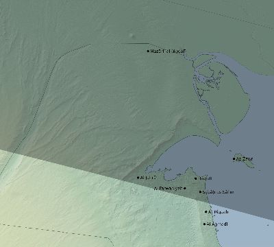 Map of the eclipse path across Kuwait on 05/24/2924