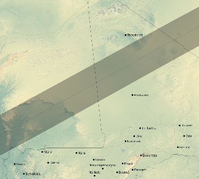 Map of the eclipse path across Mali on 05/24/2924