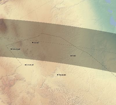 Map of the eclipse path across Saudi Arabia on 05/24/2924