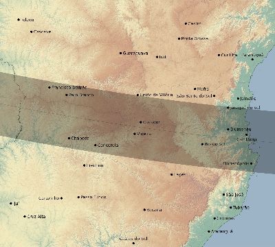 Map of the eclipse path across Brazil on 11/18/2924