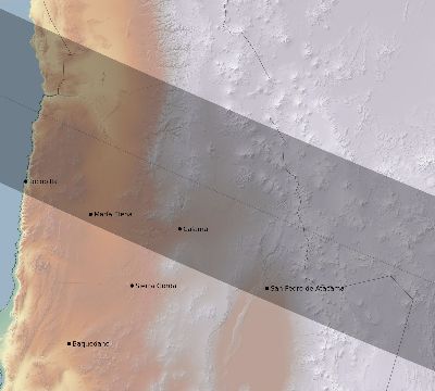 Map of the eclipse path across Chile on 11/18/2924