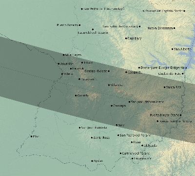 Map of the eclipse path across Paraguay on 11/18/2924