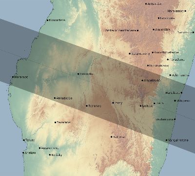 Map of the eclipse path across Madagascar on 05/13/2925