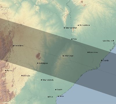 Map of the eclipse path across Mozambique on 05/13/2925