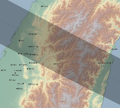 Map of the eclipse path across Taiwan on 11/07/2925