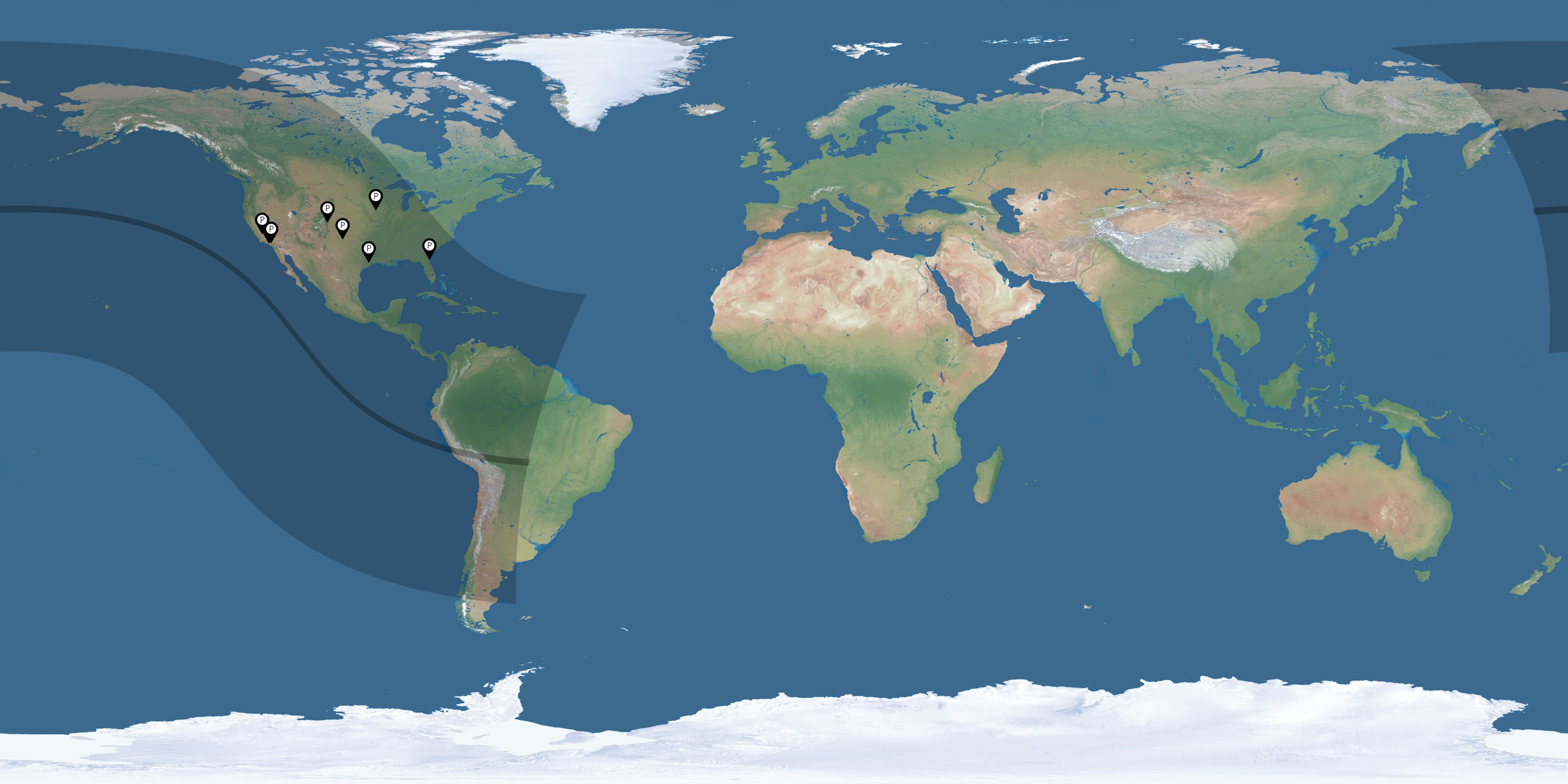 Map of all observers of the solar eclipse of 09/11/1969