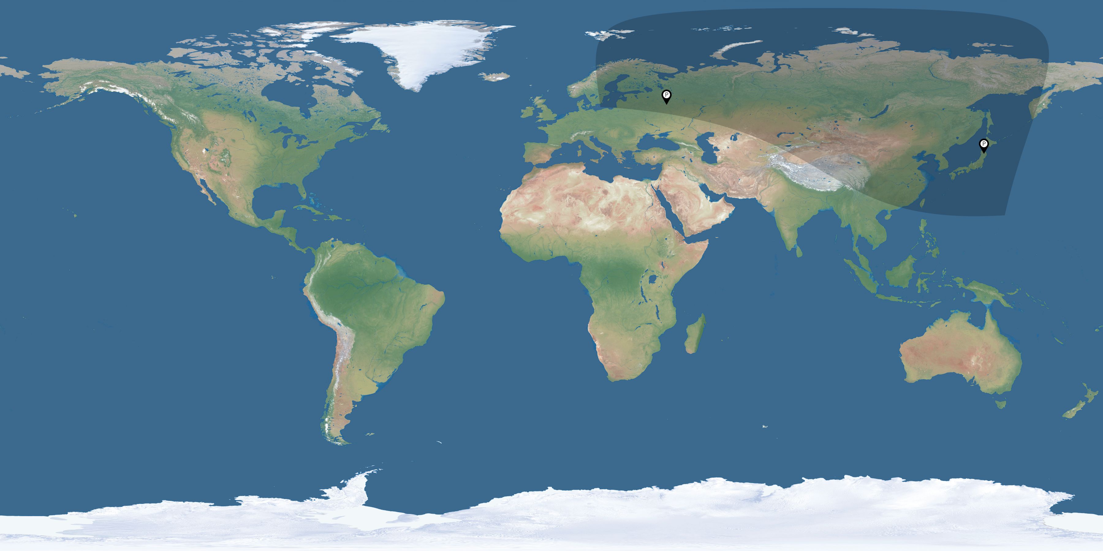 Map of all observers of the solar eclipse of 10/02/1978