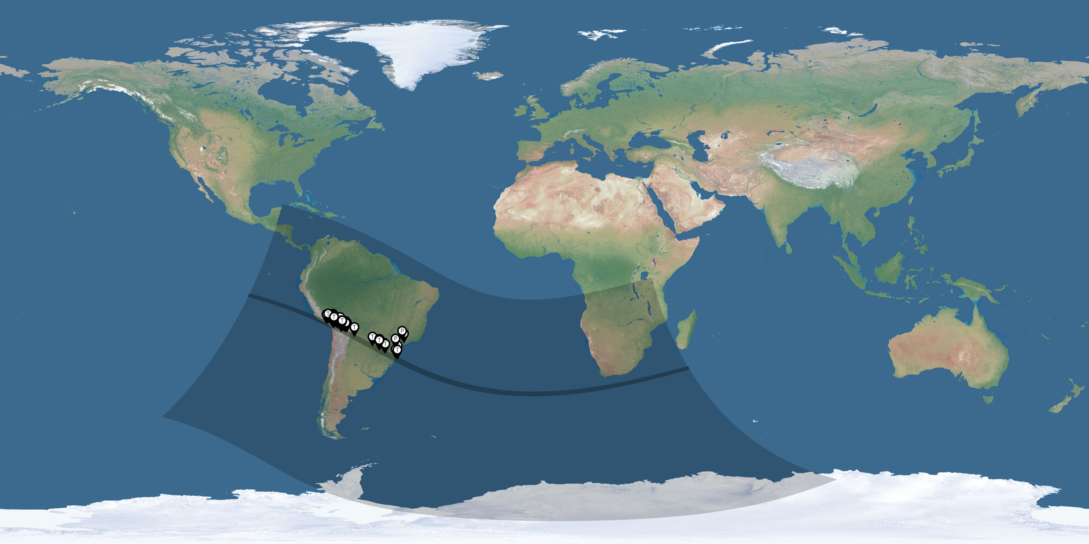 Map of all observers of the solar eclipse of 11/03/1994