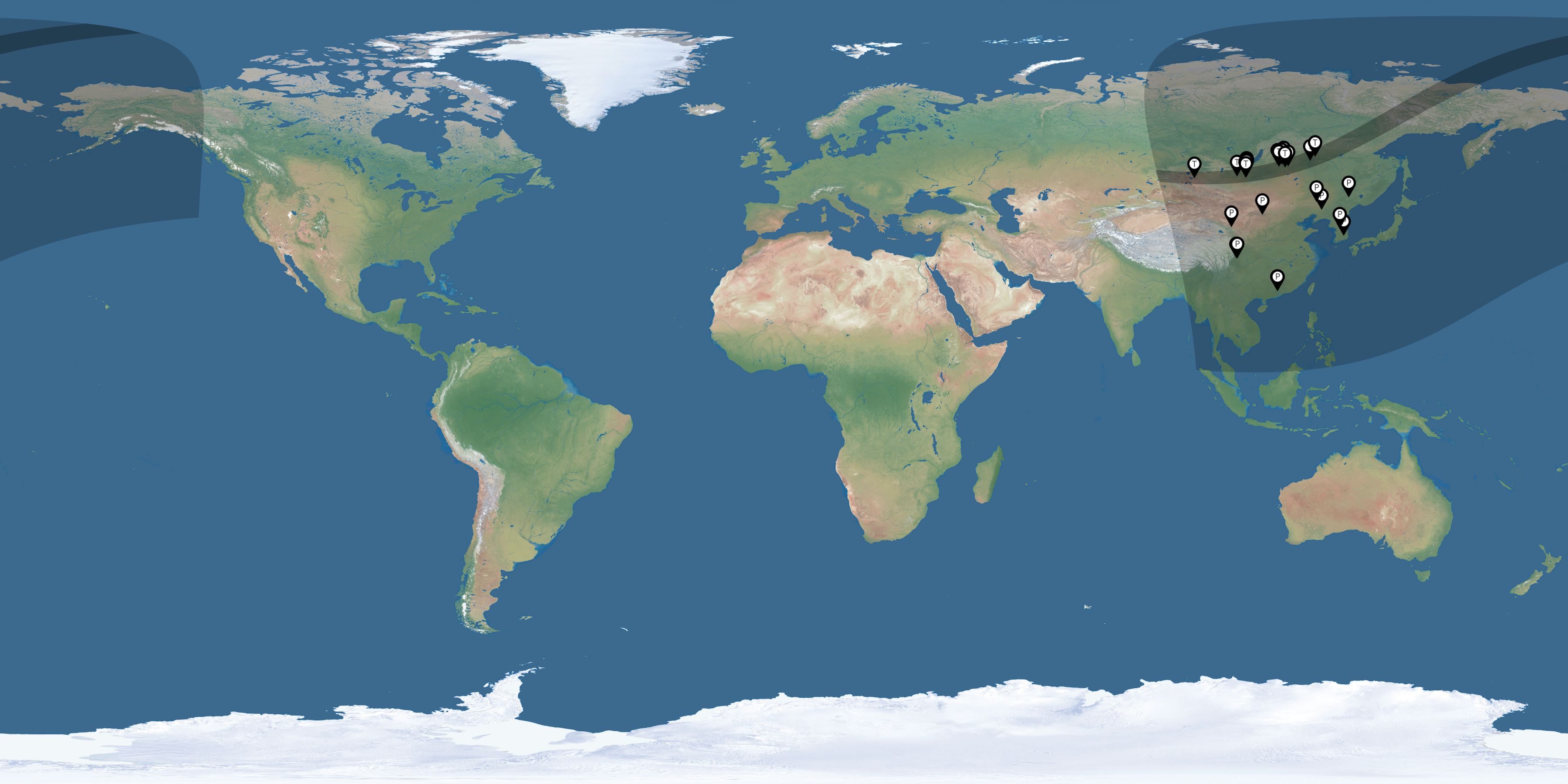 Map of all observers of the solar eclipse of 03/09/1997