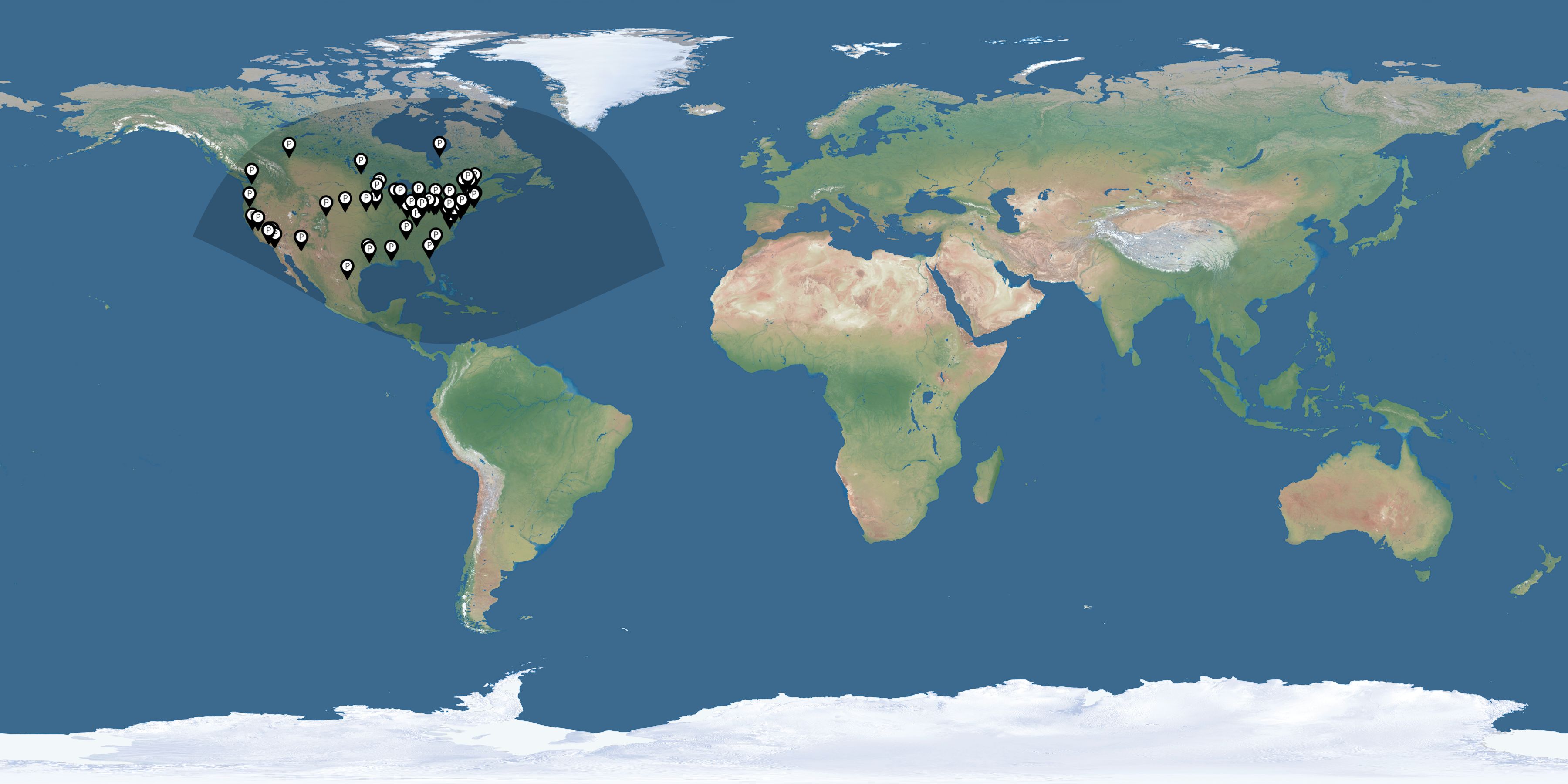 Map of all observers of the solar eclipse of 12/25/2000