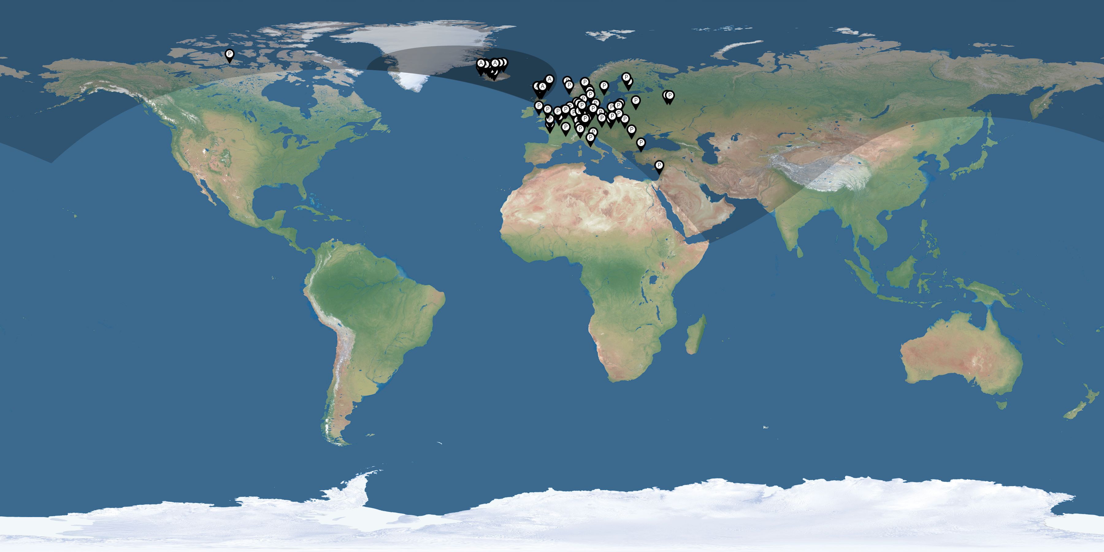 Map of all observers of the solar eclipse of 05/31/2003