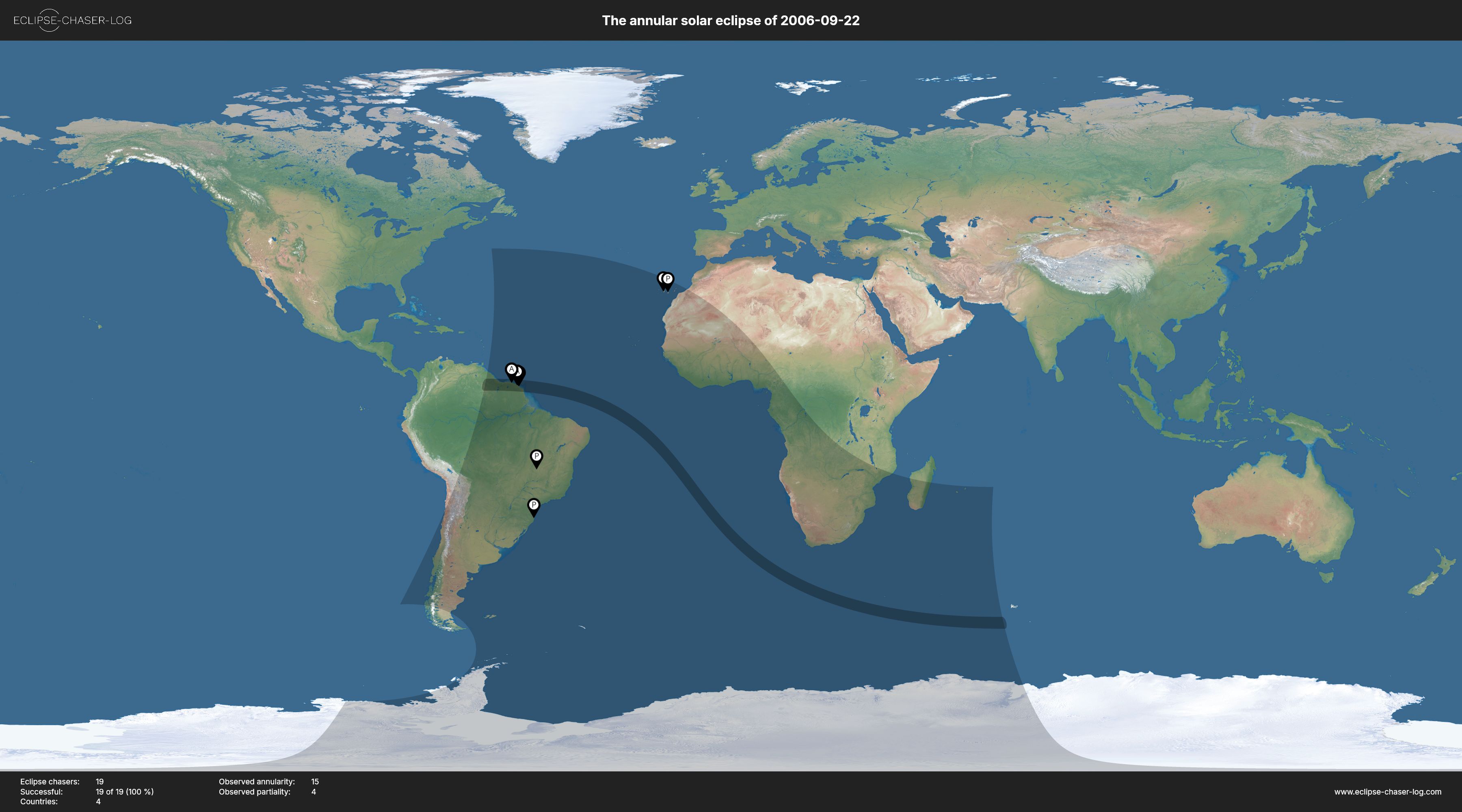 Map of all observers of the solar eclipse of 09/22/2006
