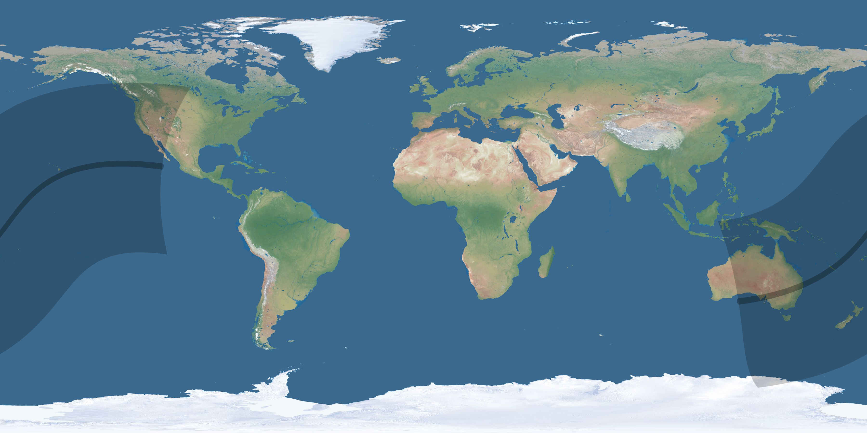 Map of the umbra and penumbra path of the solar eclipse of 04/01/1242
