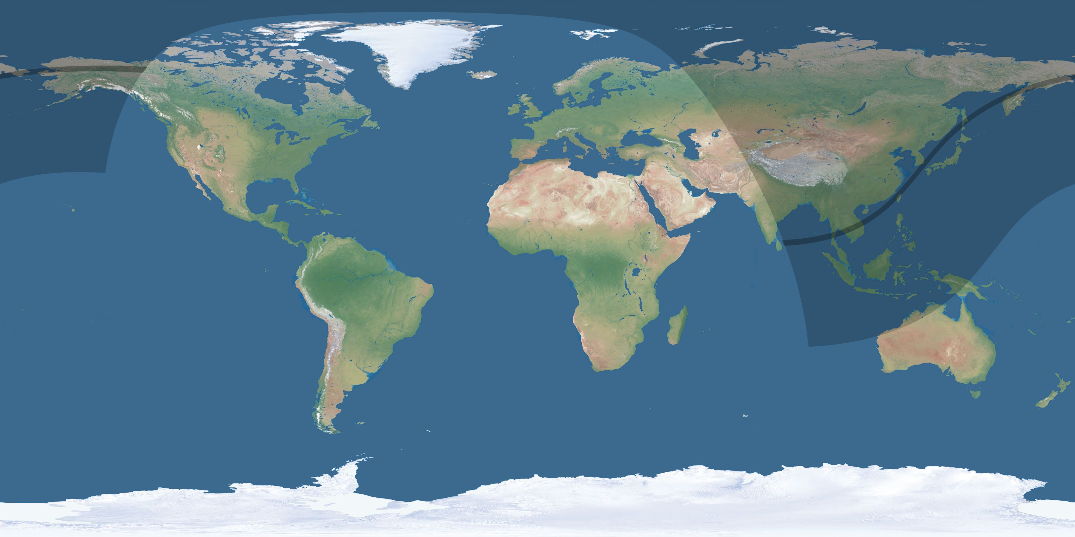 Map of the umbra and penumbra path of the solar eclipse of 03/22/1243