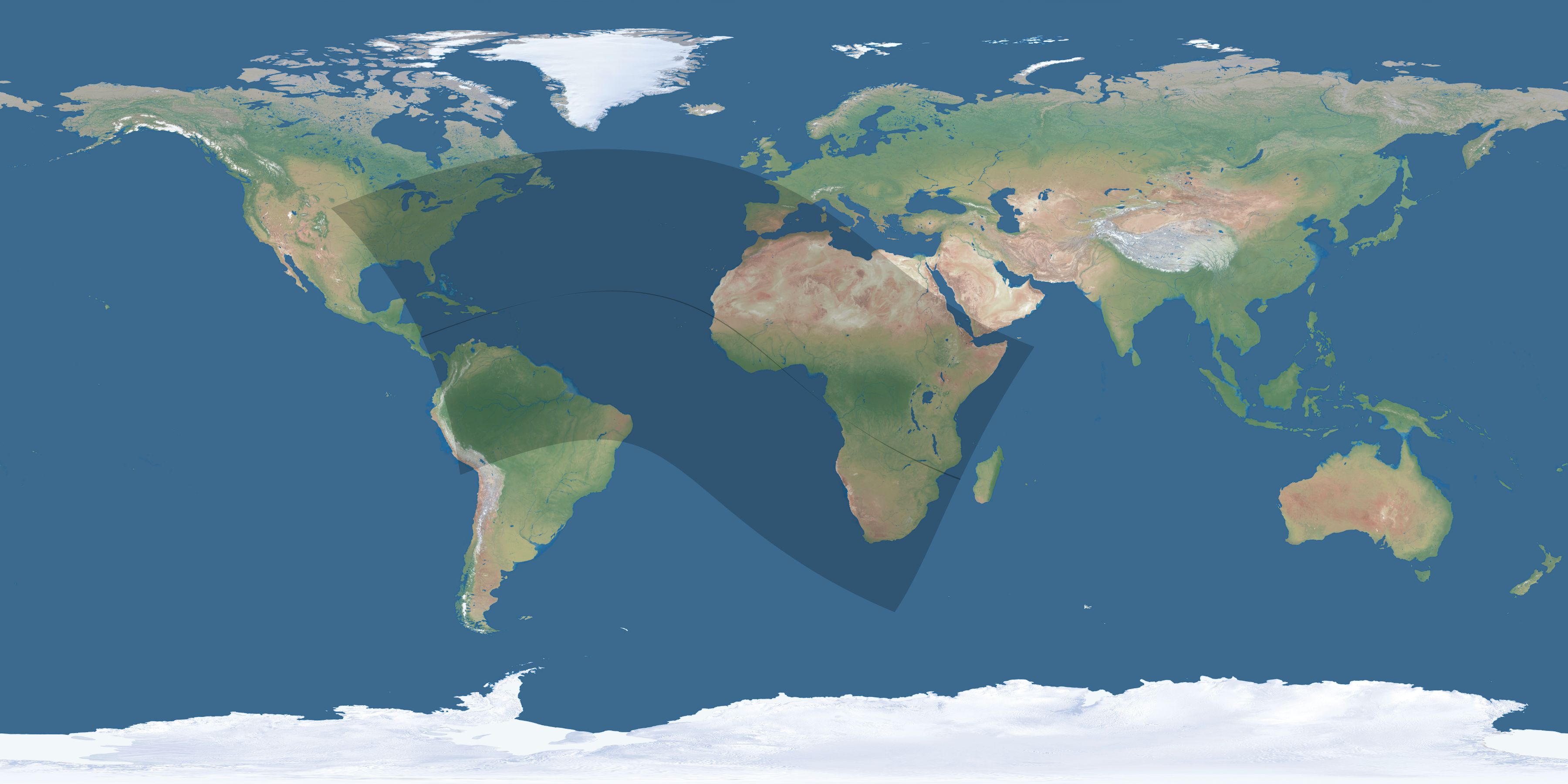 Map of the umbra and penumbra path of the solar eclipse of 07/14/1246