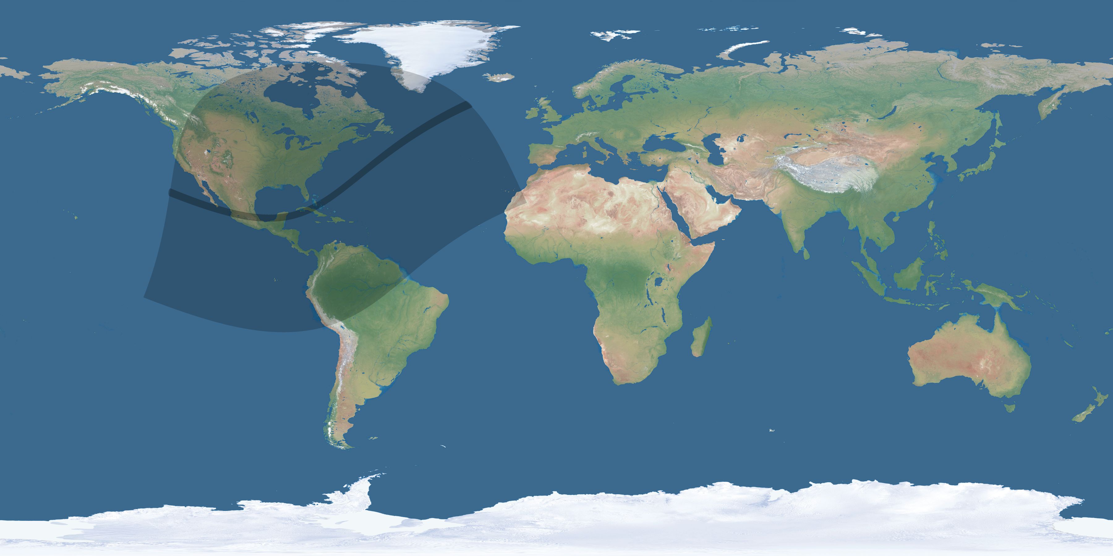 Map of the umbra and penumbra path of the solar eclipse of 01/08/1247