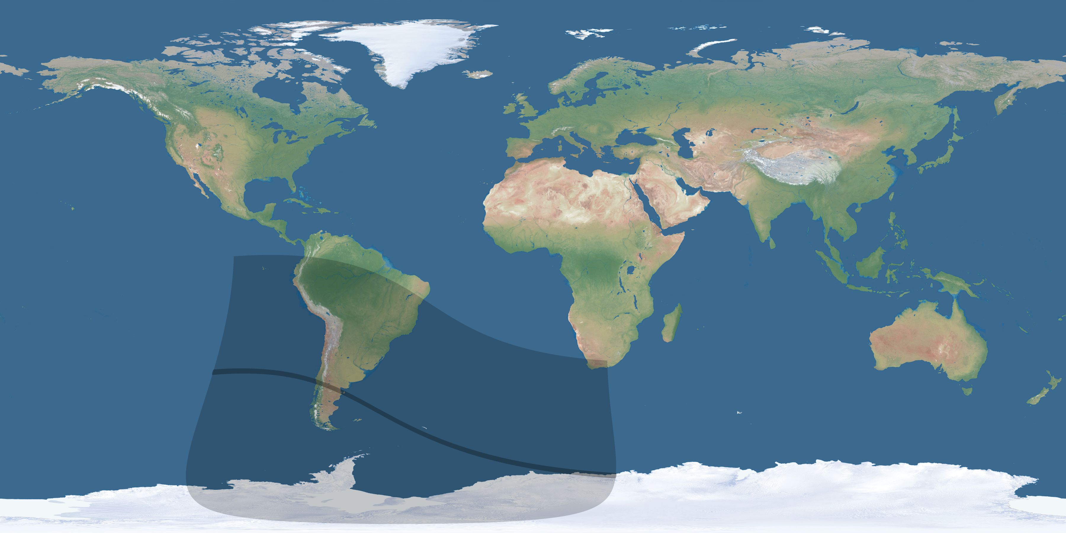 Map of the umbra and penumbra path of the solar eclipse of 09/05/1252