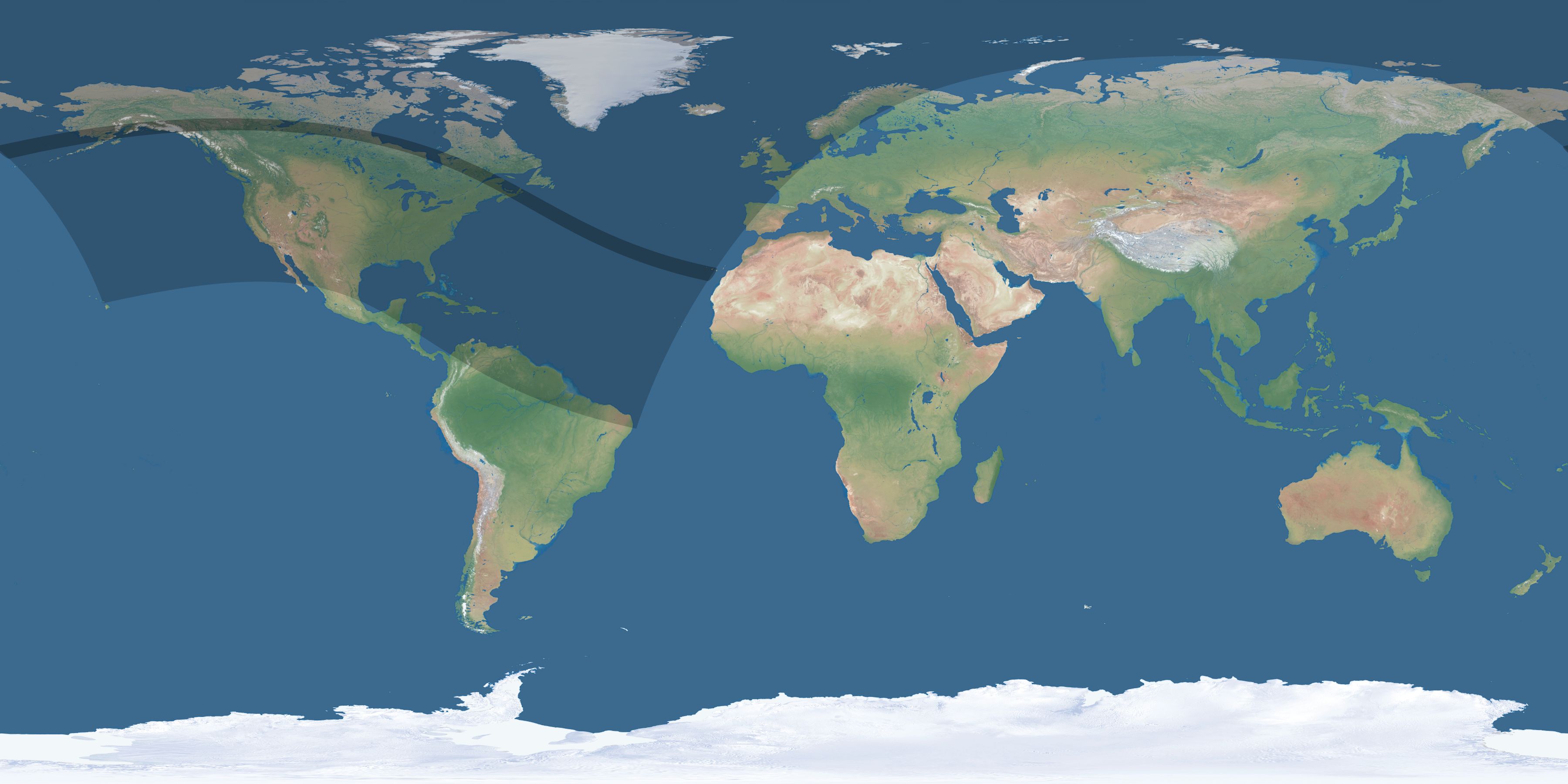 Map of the umbra and penumbra path of the solar eclipse of 08/14/1254