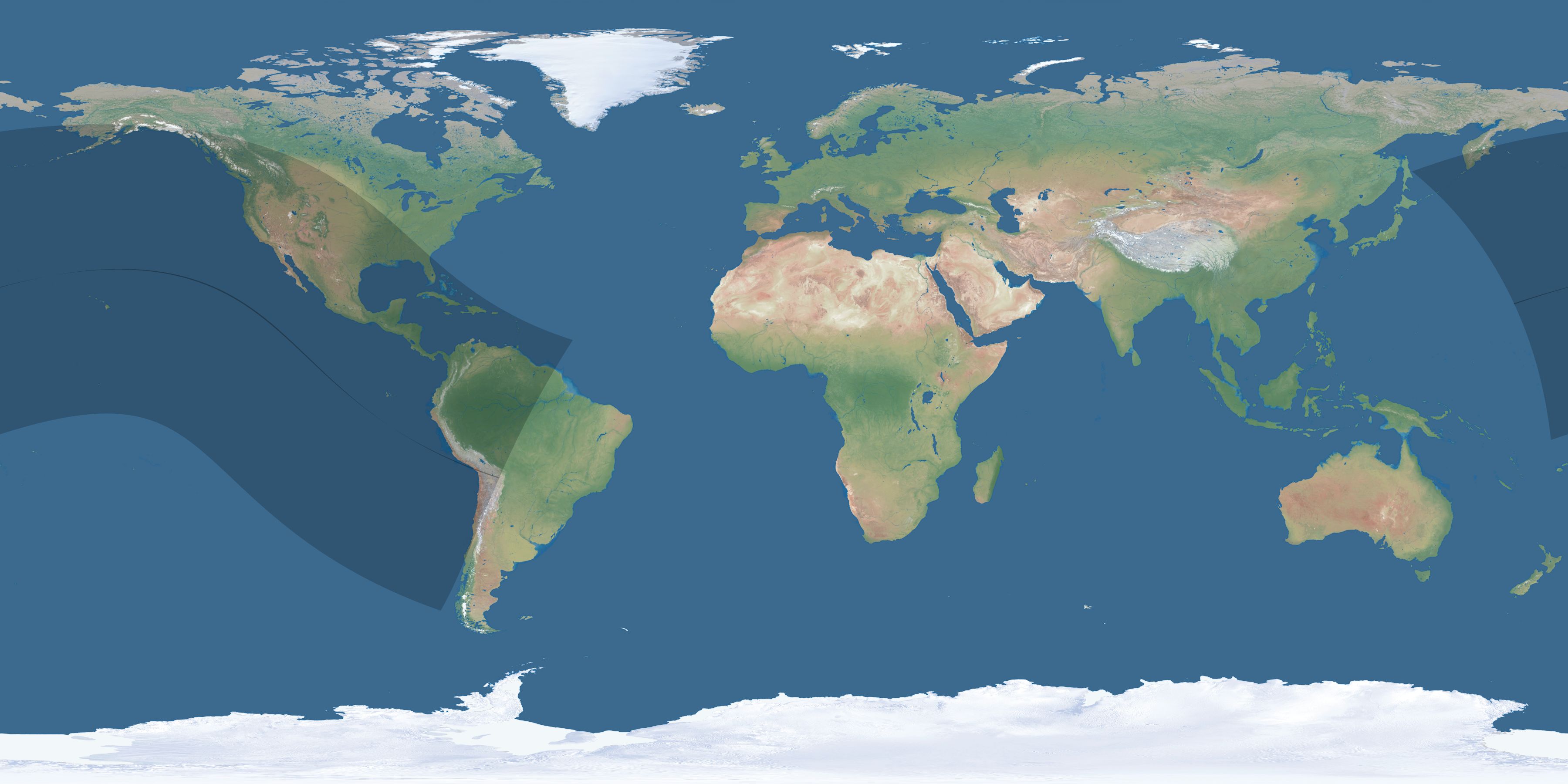 Map of the umbra and penumbra path of the solar eclipse of 07/24/1264