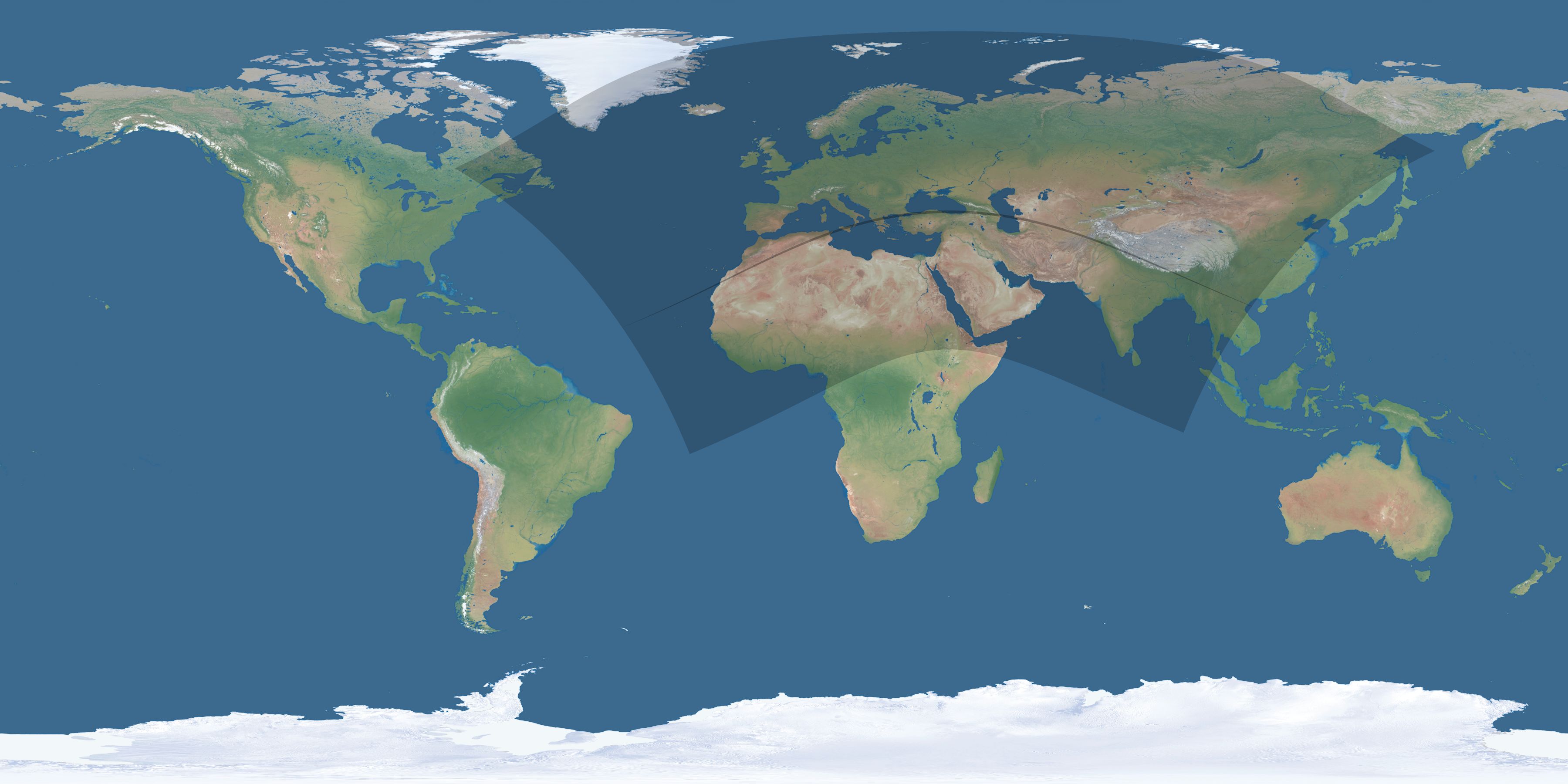 Map of the umbra and penumbra path of the solar eclipse of 05/25/1267
