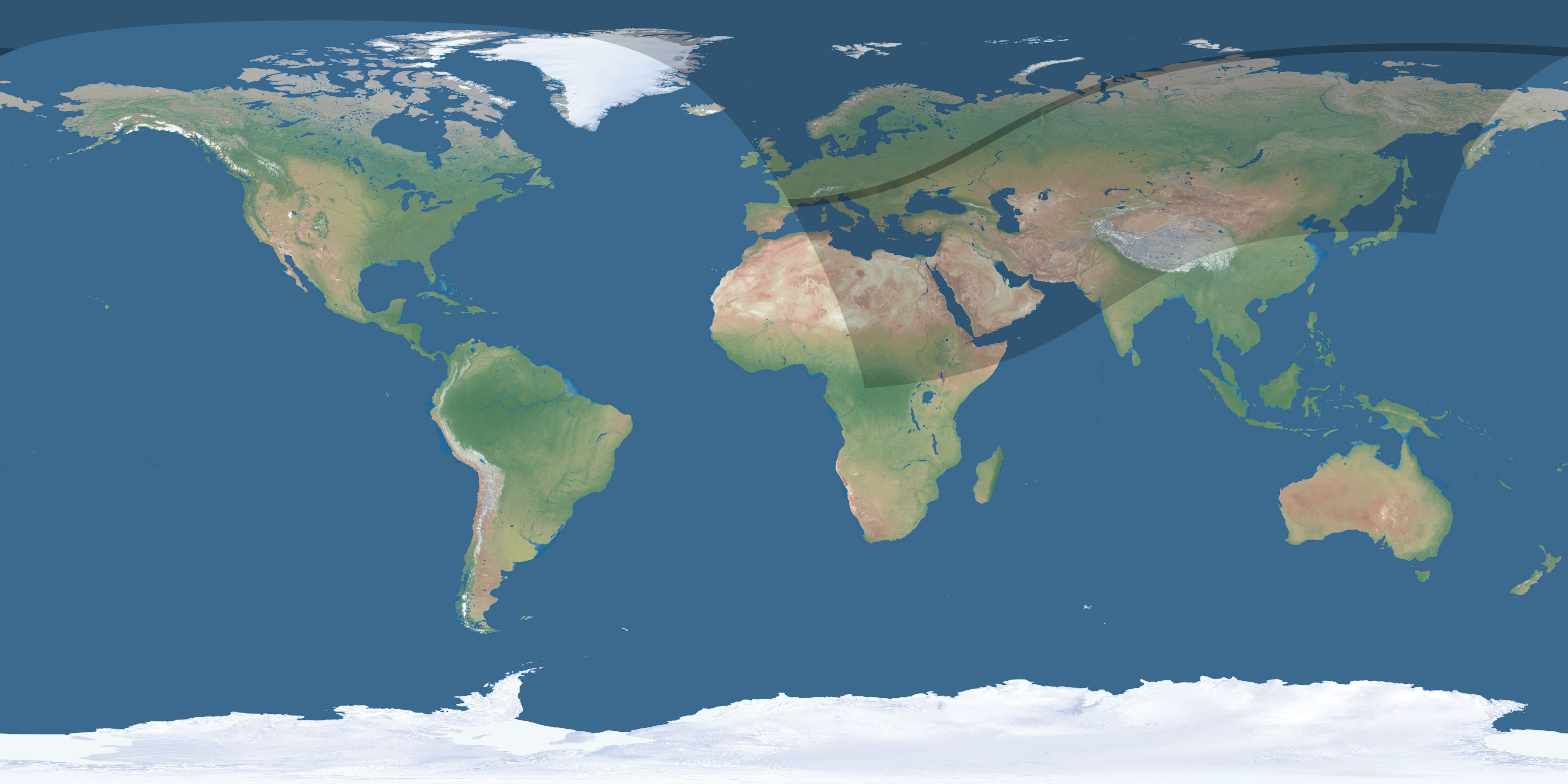 Map of the umbra and penumbra path of the solar eclipse of 03/23/1270