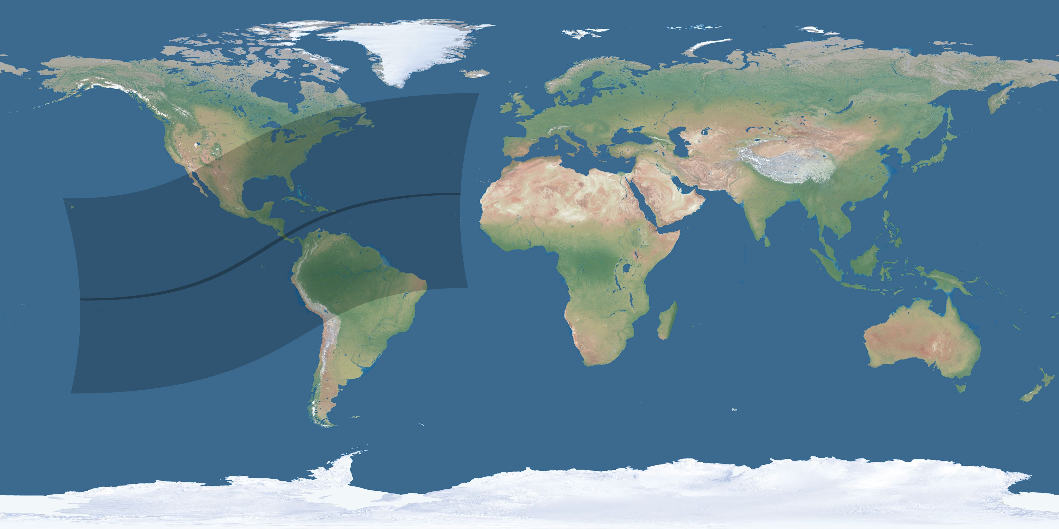 Map of the umbra and penumbra path of the solar eclipse of 03/12/1271