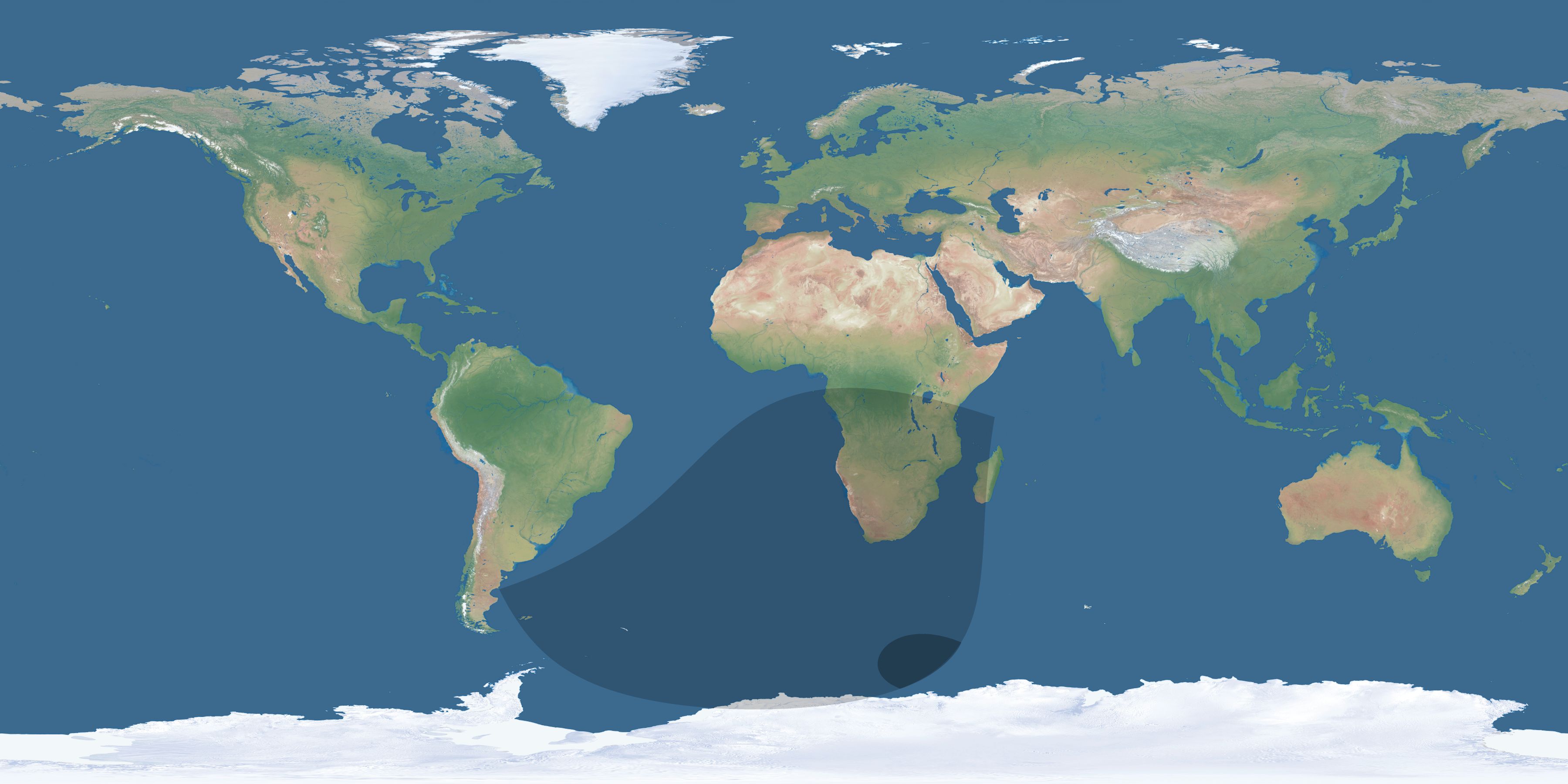 Map of the umbra and penumbra path of the solar eclipse of 05/04/1277