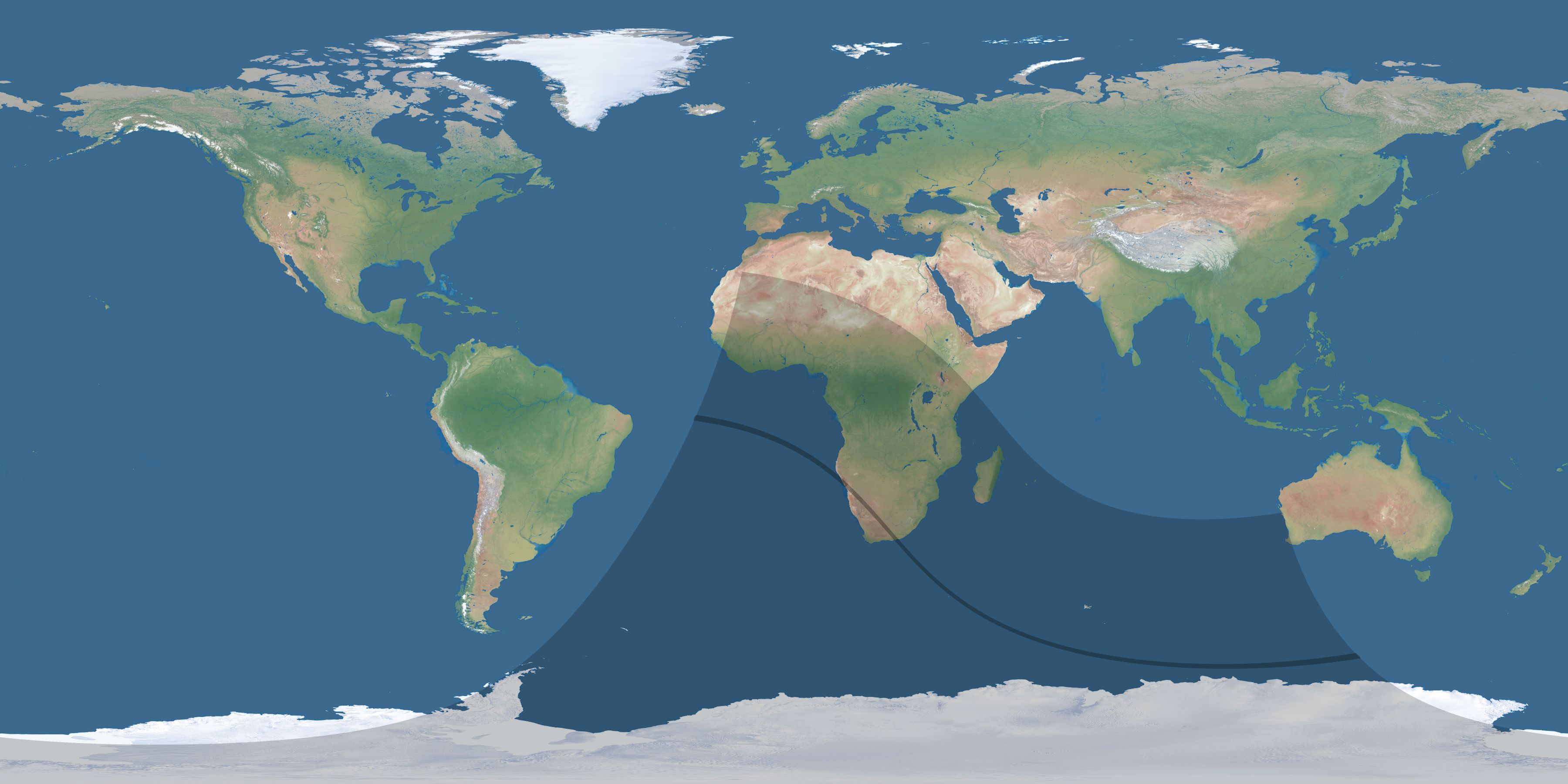 Map of the umbra and penumbra path of the solar eclipse of 10/07/1279
