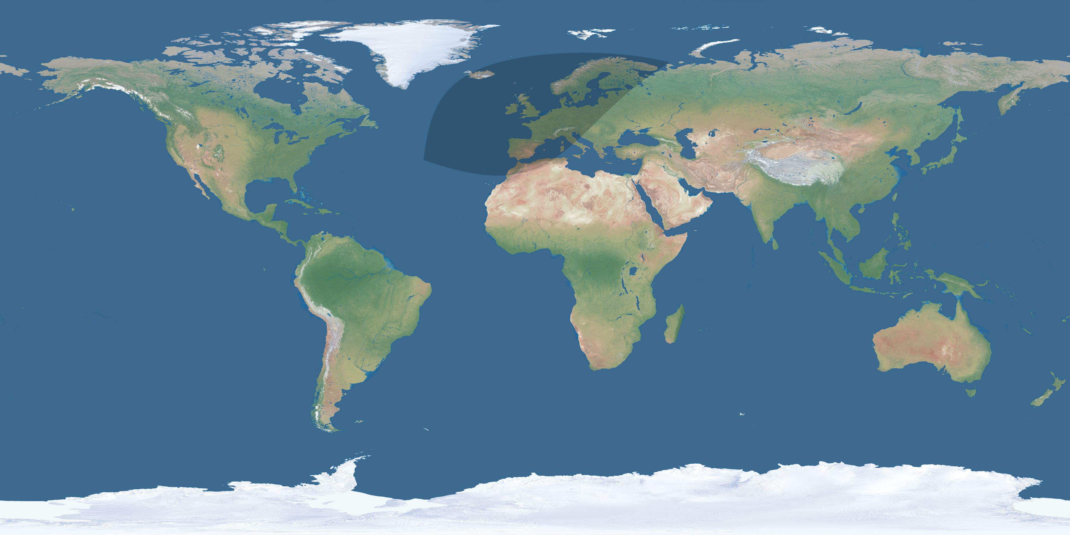 Map of the umbra and penumbra path of the solar eclipse of 01/19/1284