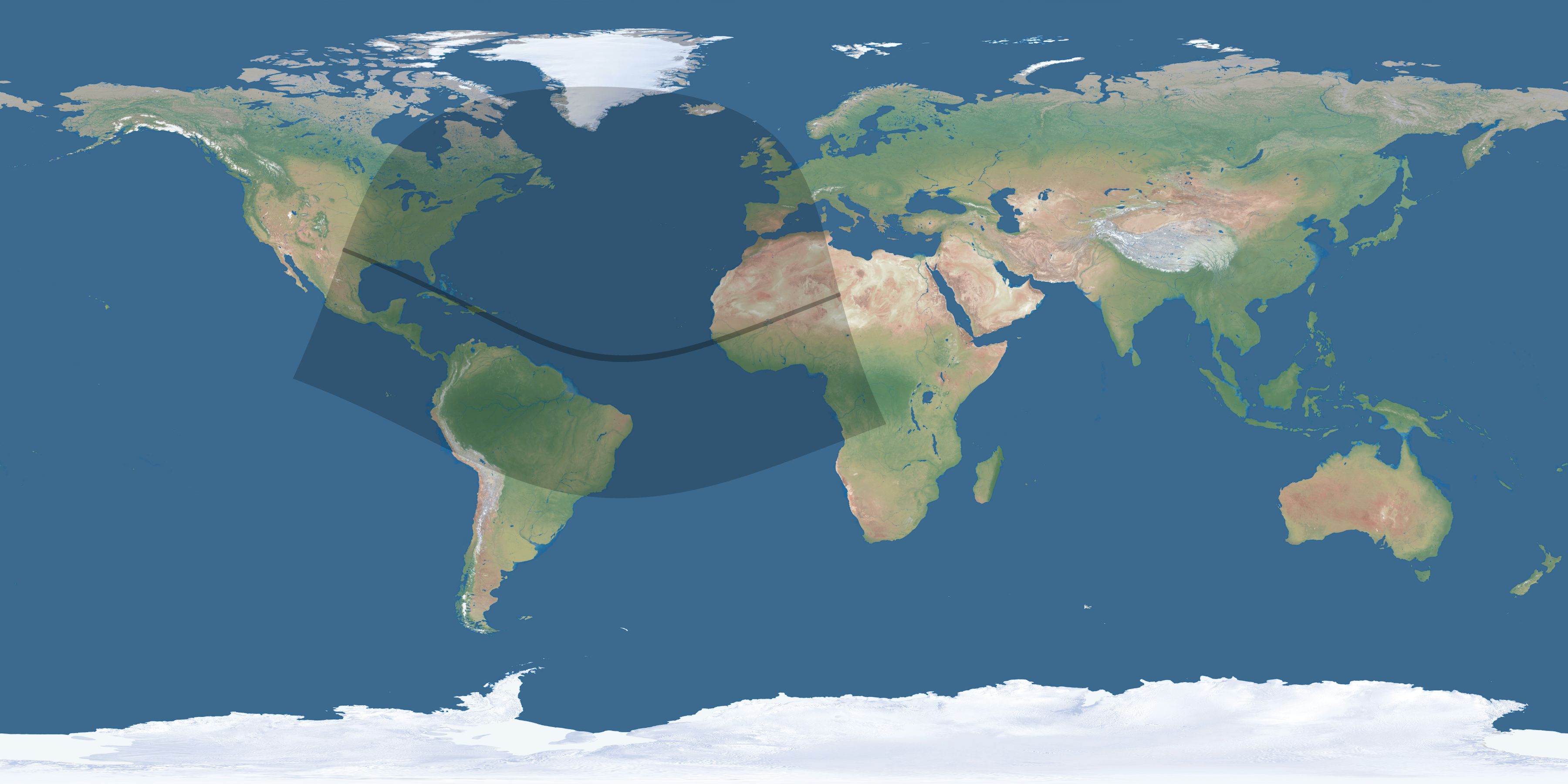 Map of the umbra and penumbra path of the solar eclipse of 11/17/1286