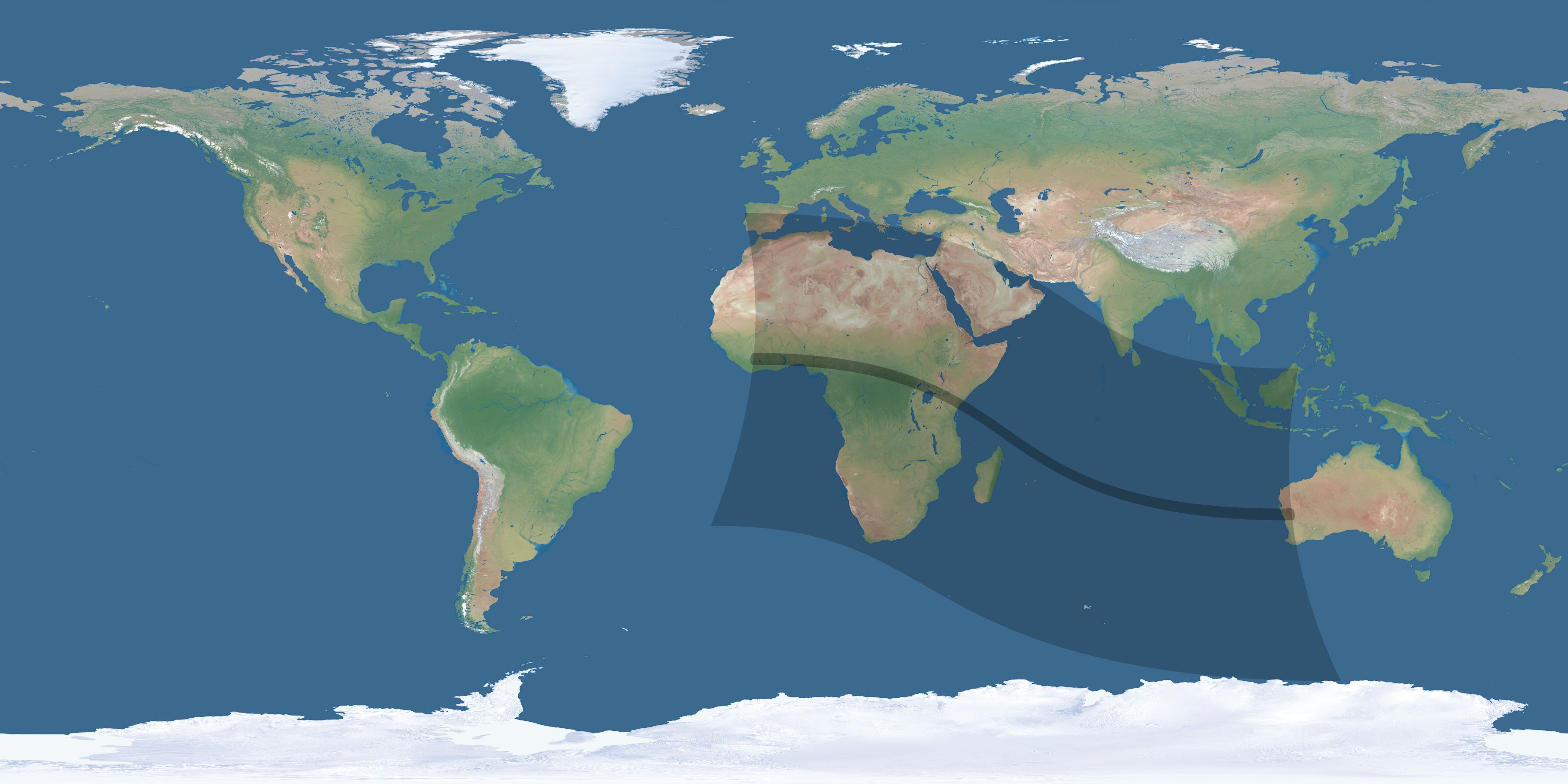 Map of the umbra and penumbra path of the solar eclipse of 09/16/1289
