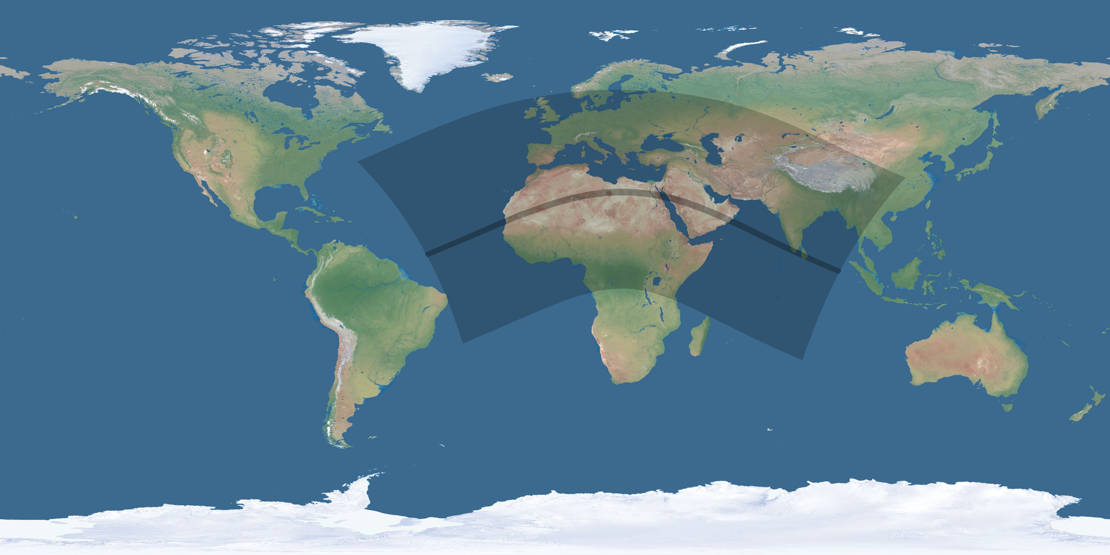 Map of the umbra and penumbra path of the solar eclipse of 07/05/1293