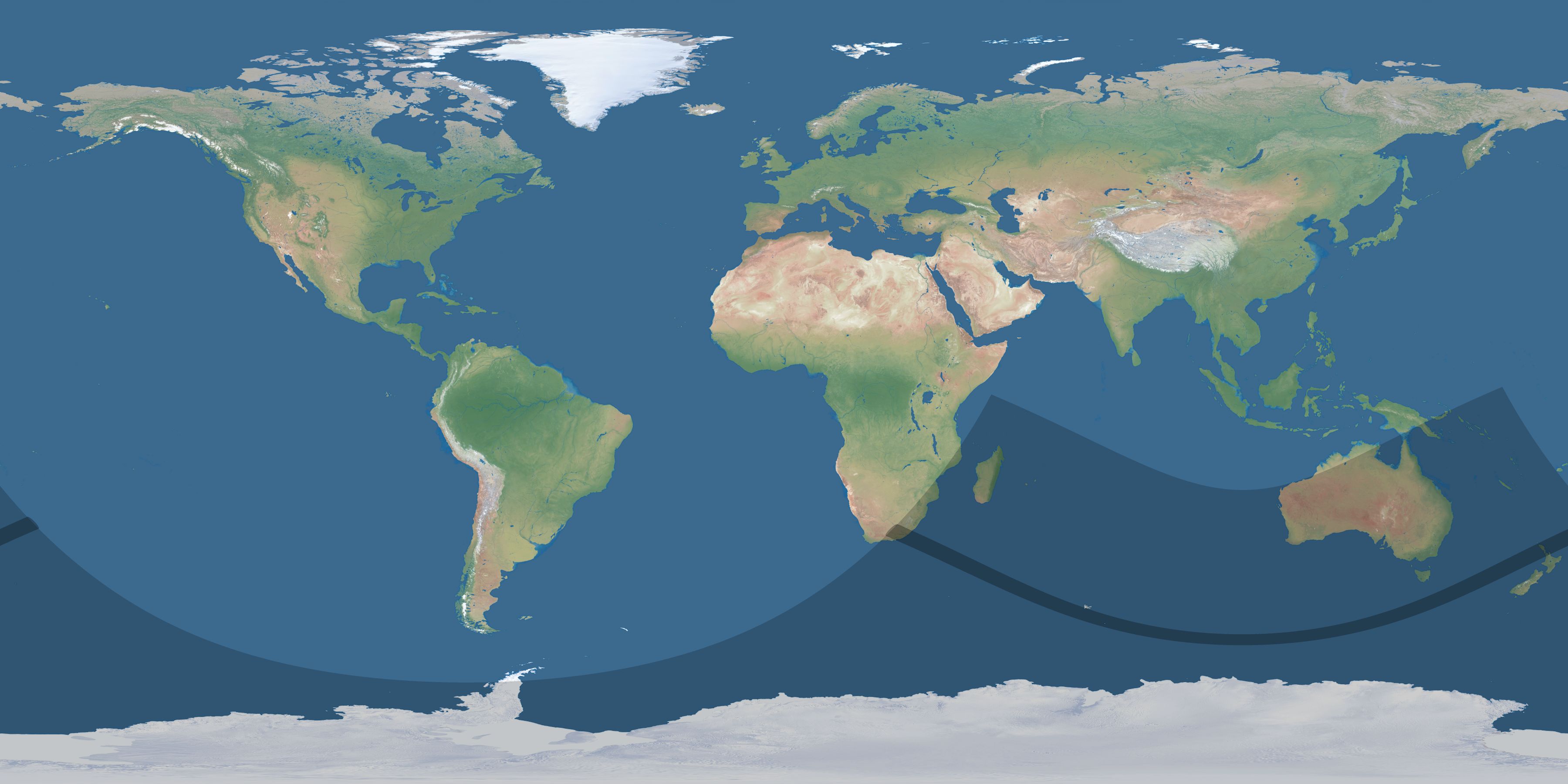 Map of the umbra and penumbra path of the solar eclipse of 12/29/1293