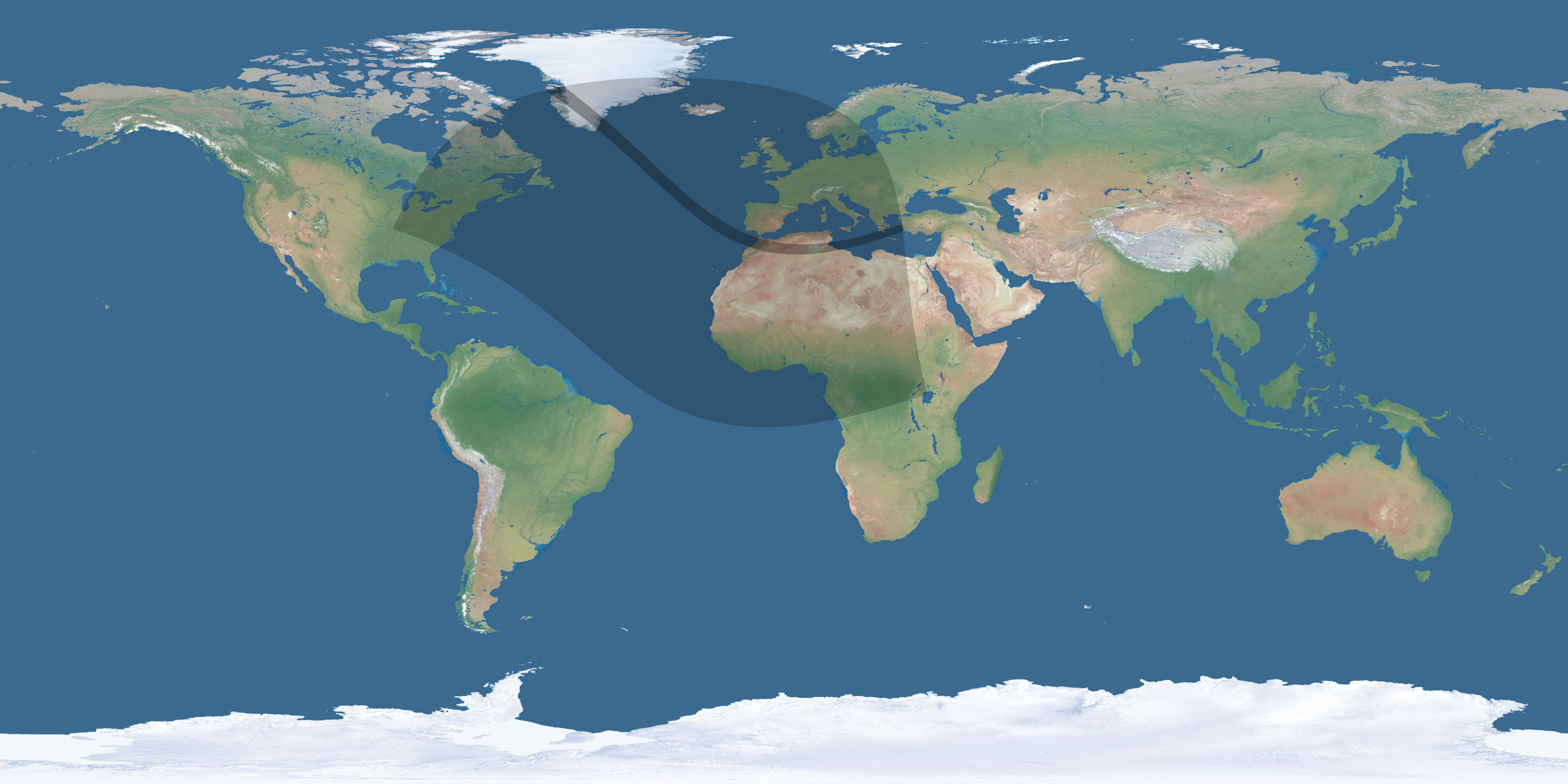 Map of the umbra and penumbra path of the solar eclipse of 11/08/1295