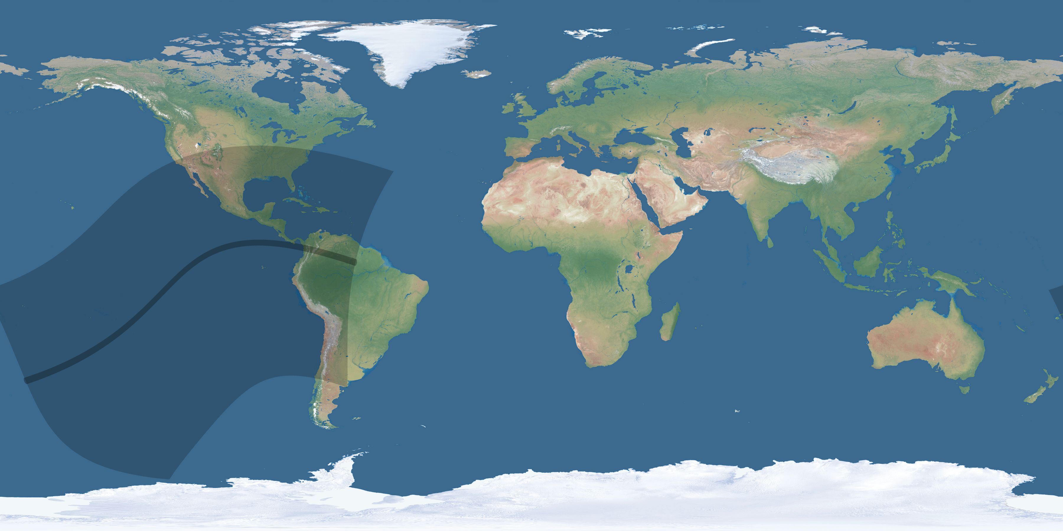 Map of the umbra and penumbra path of the solar eclipse of 05/03/1296