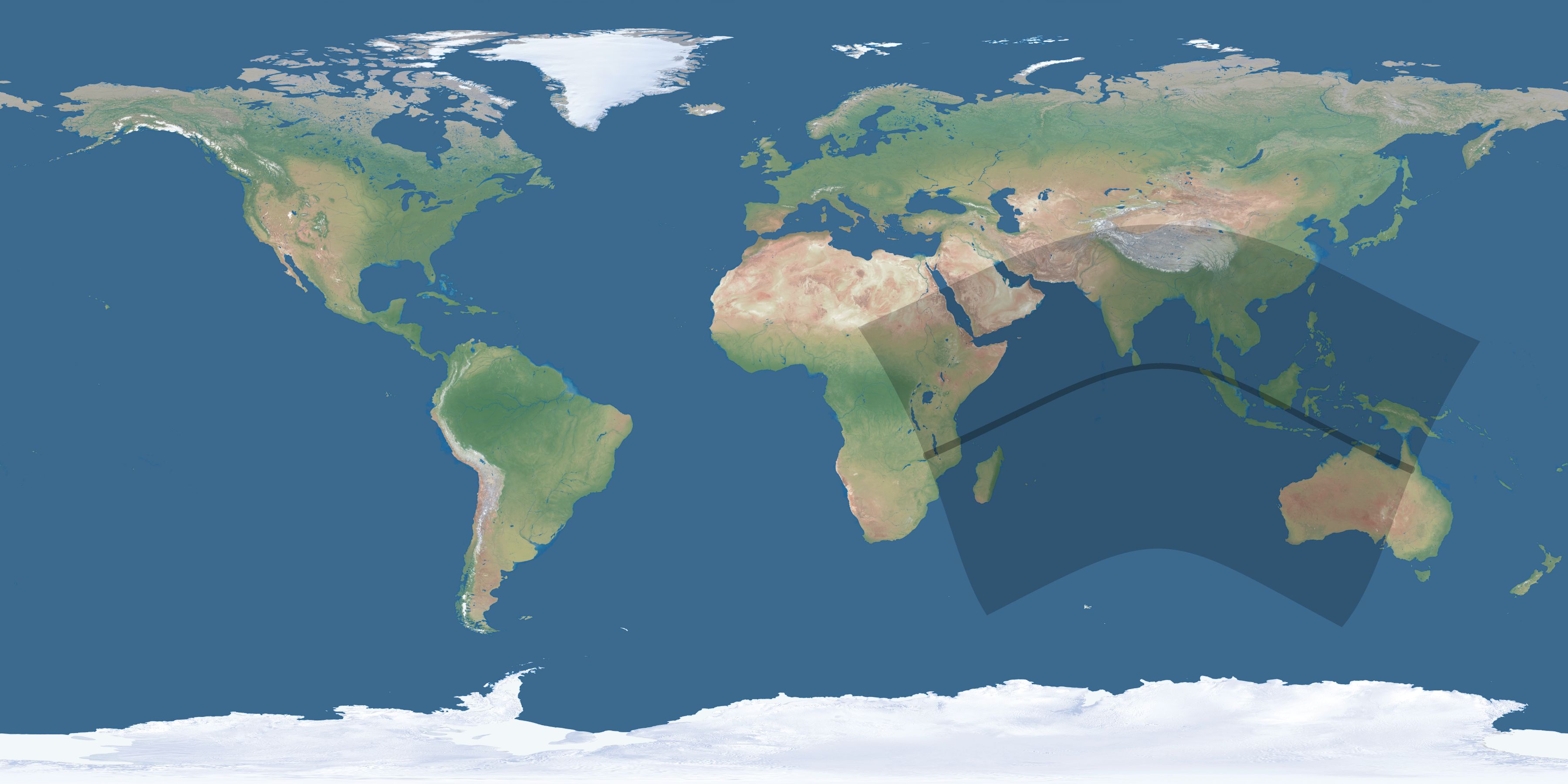 Map of the umbra and penumbra path of the solar eclipse of 06/04/1304