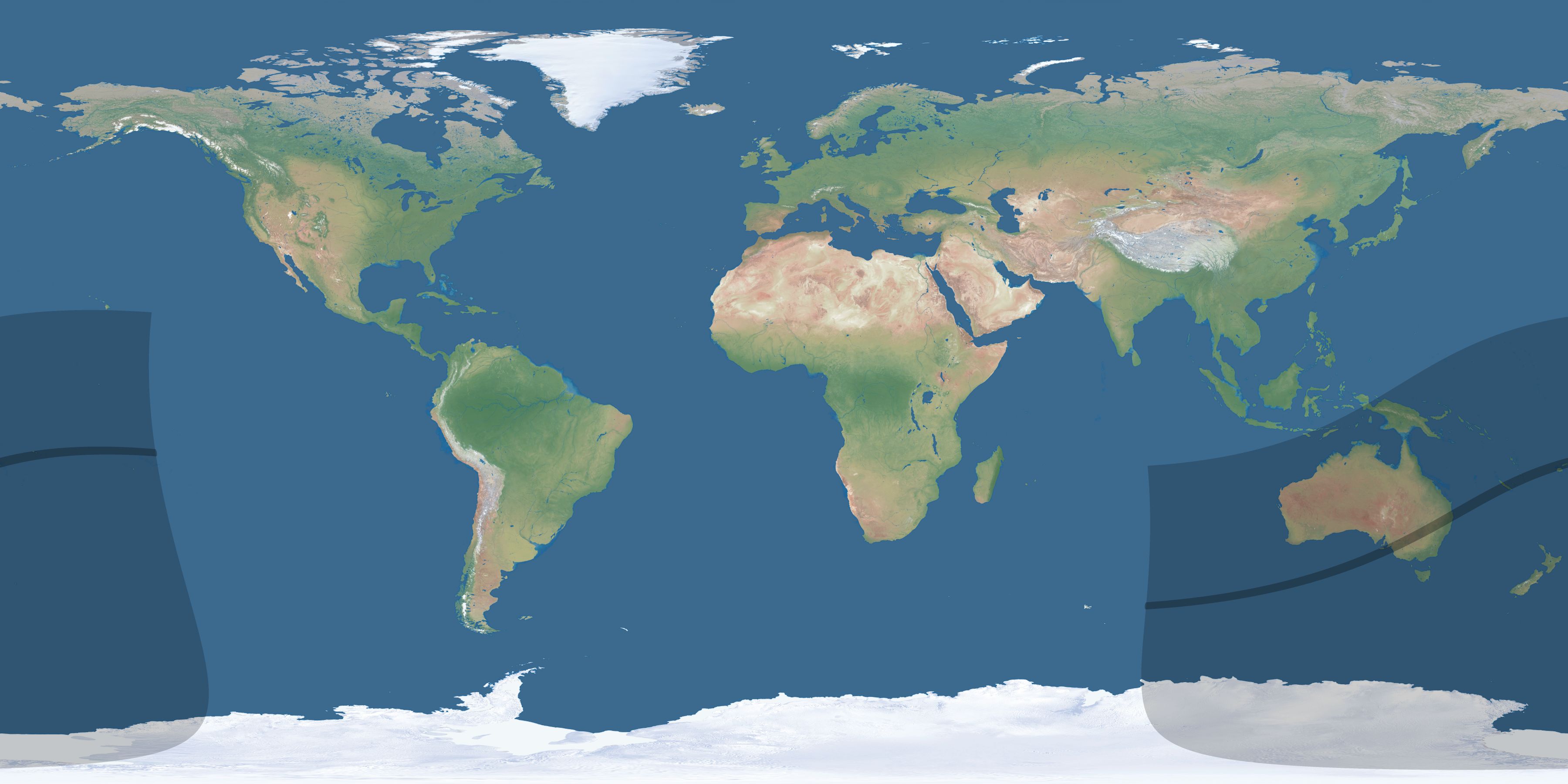Map of the umbra and penumbra path of the solar eclipse of 03/23/1308