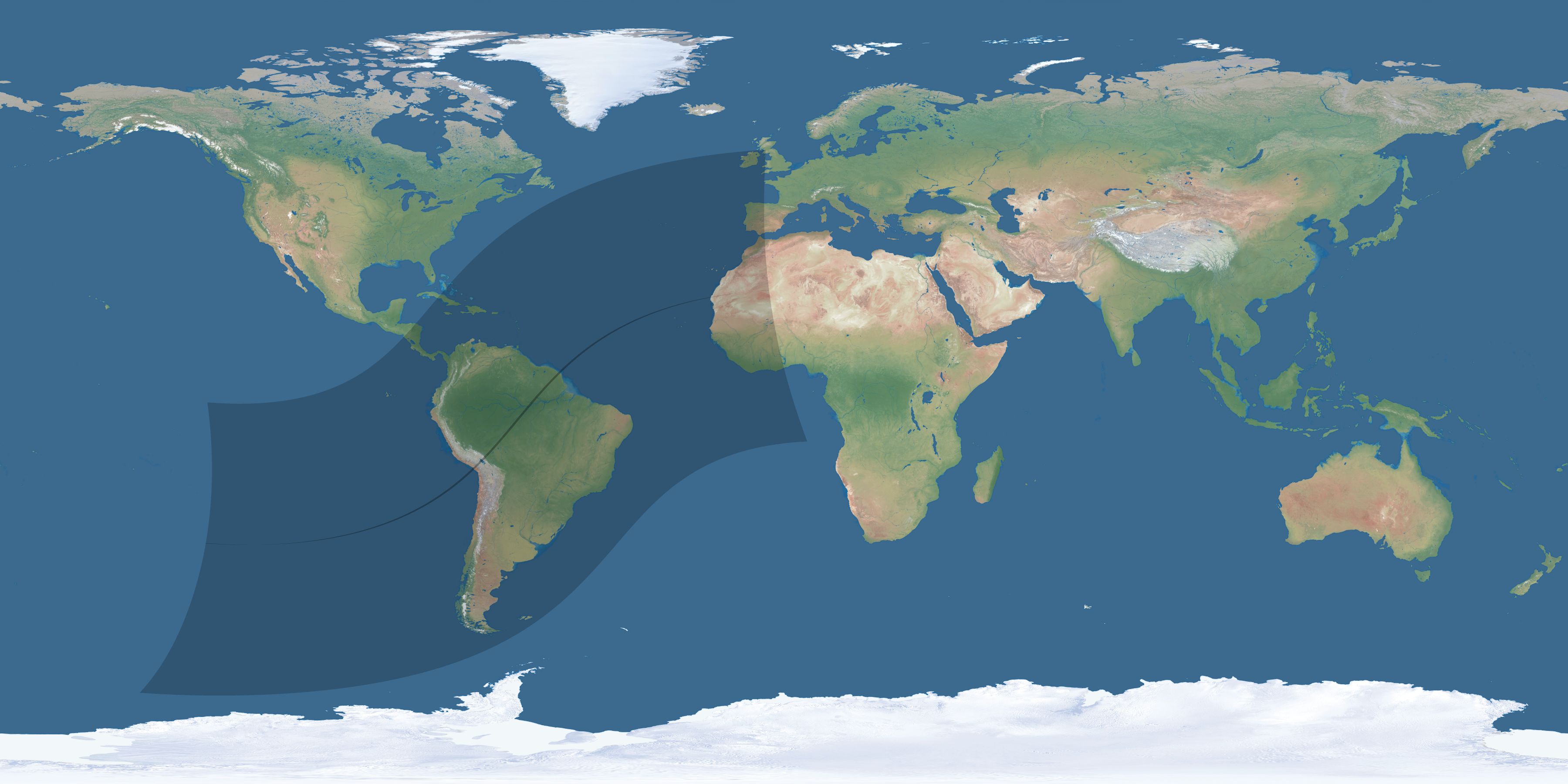 Map of the umbra and penumbra path of the solar eclipse of 03/03/1318