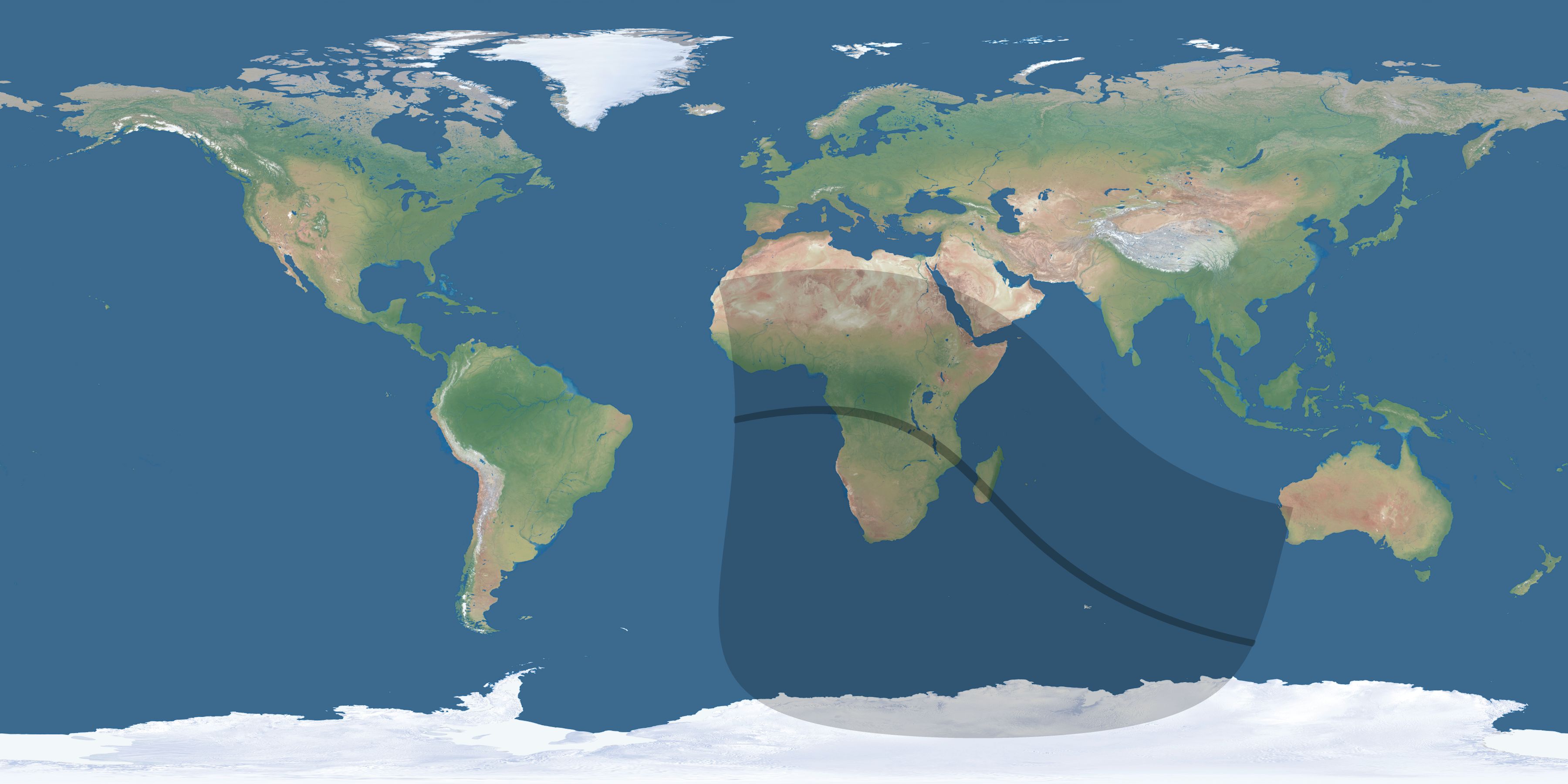 Map of the umbra and penumbra path of the solar eclipse of 08/16/1319