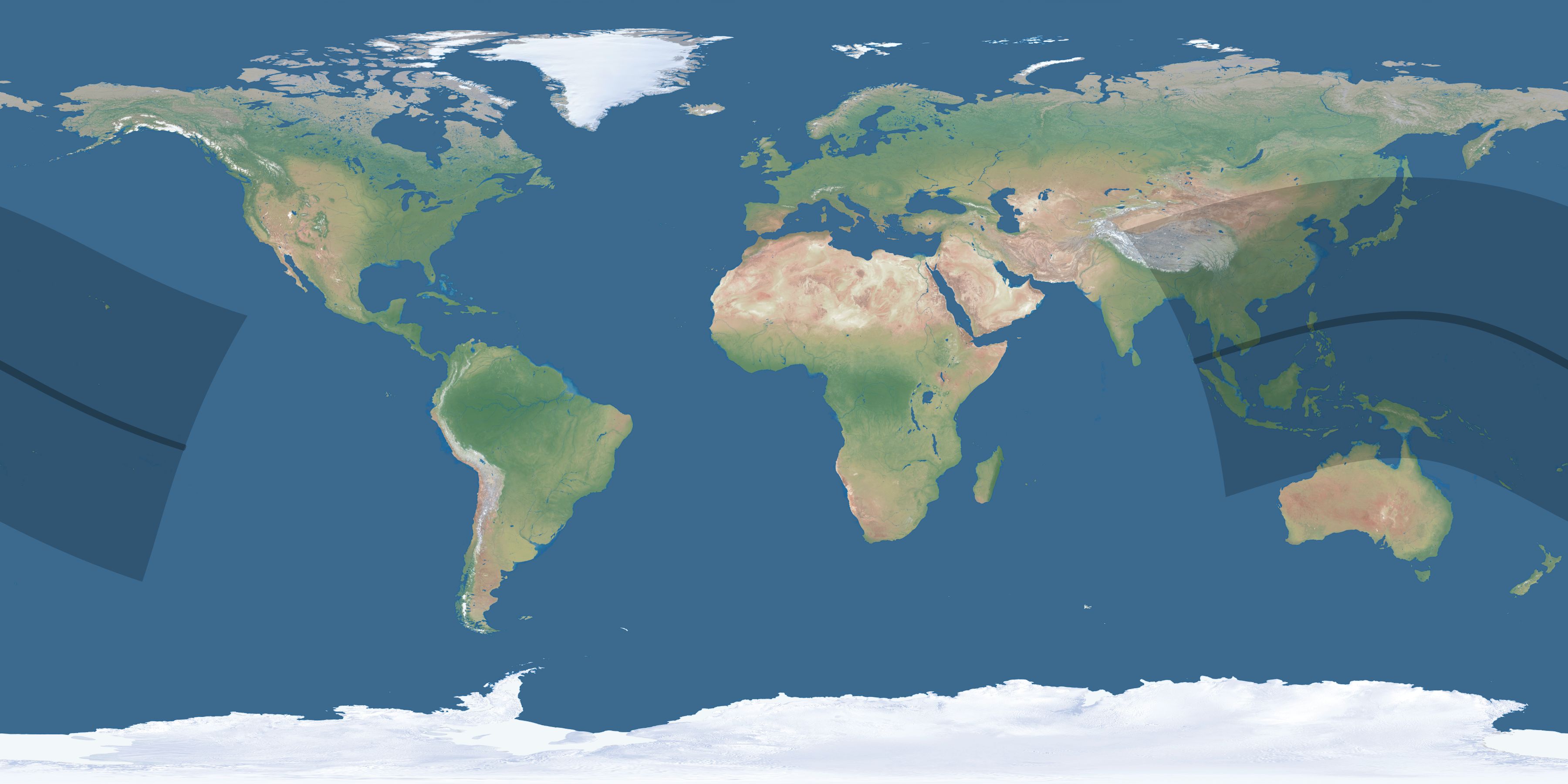 Map of the umbra and penumbra path of the solar eclipse of 07/27/1329