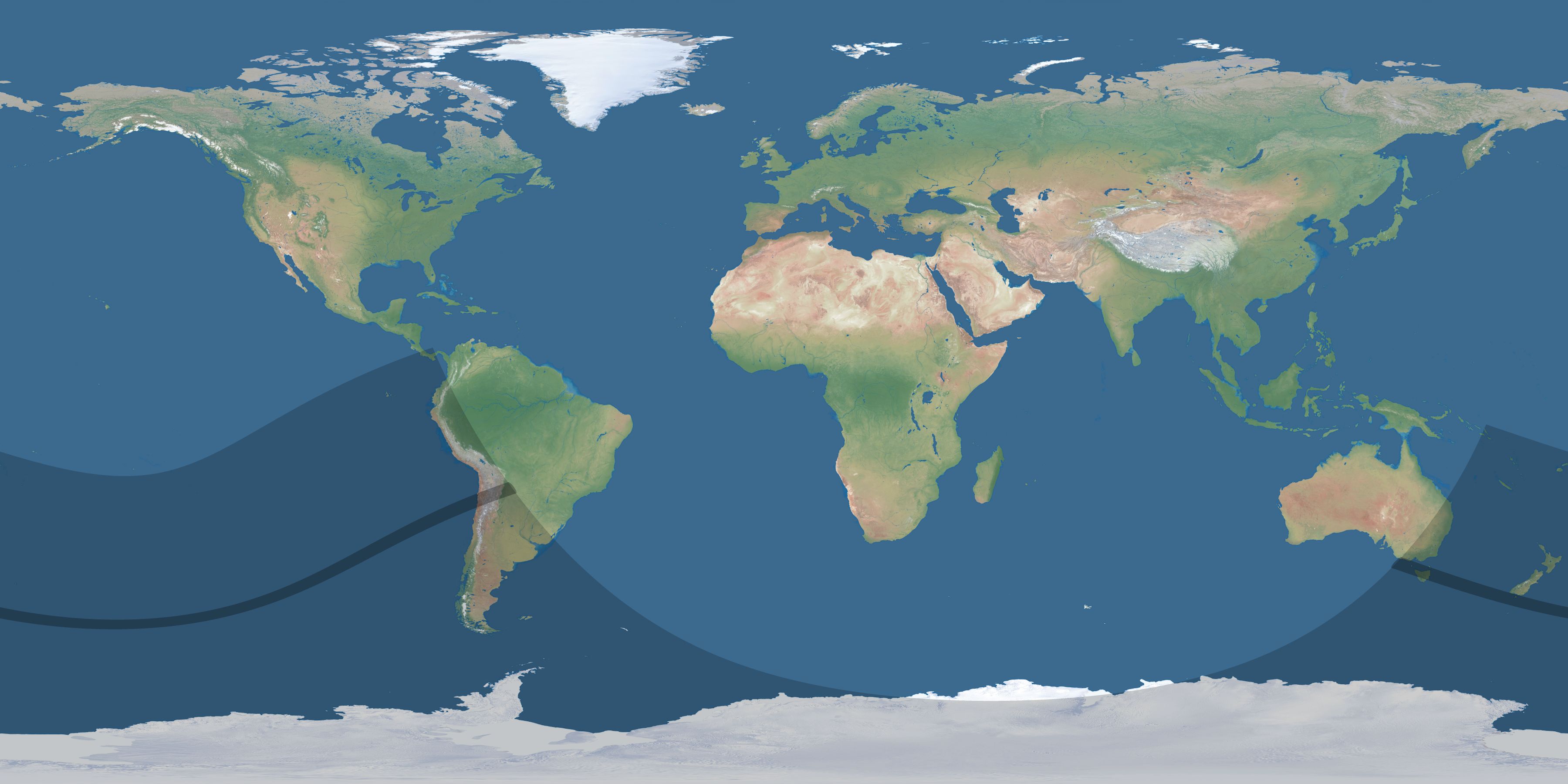 Map of the umbra and penumbra path of the solar eclipse of 01/19/1330