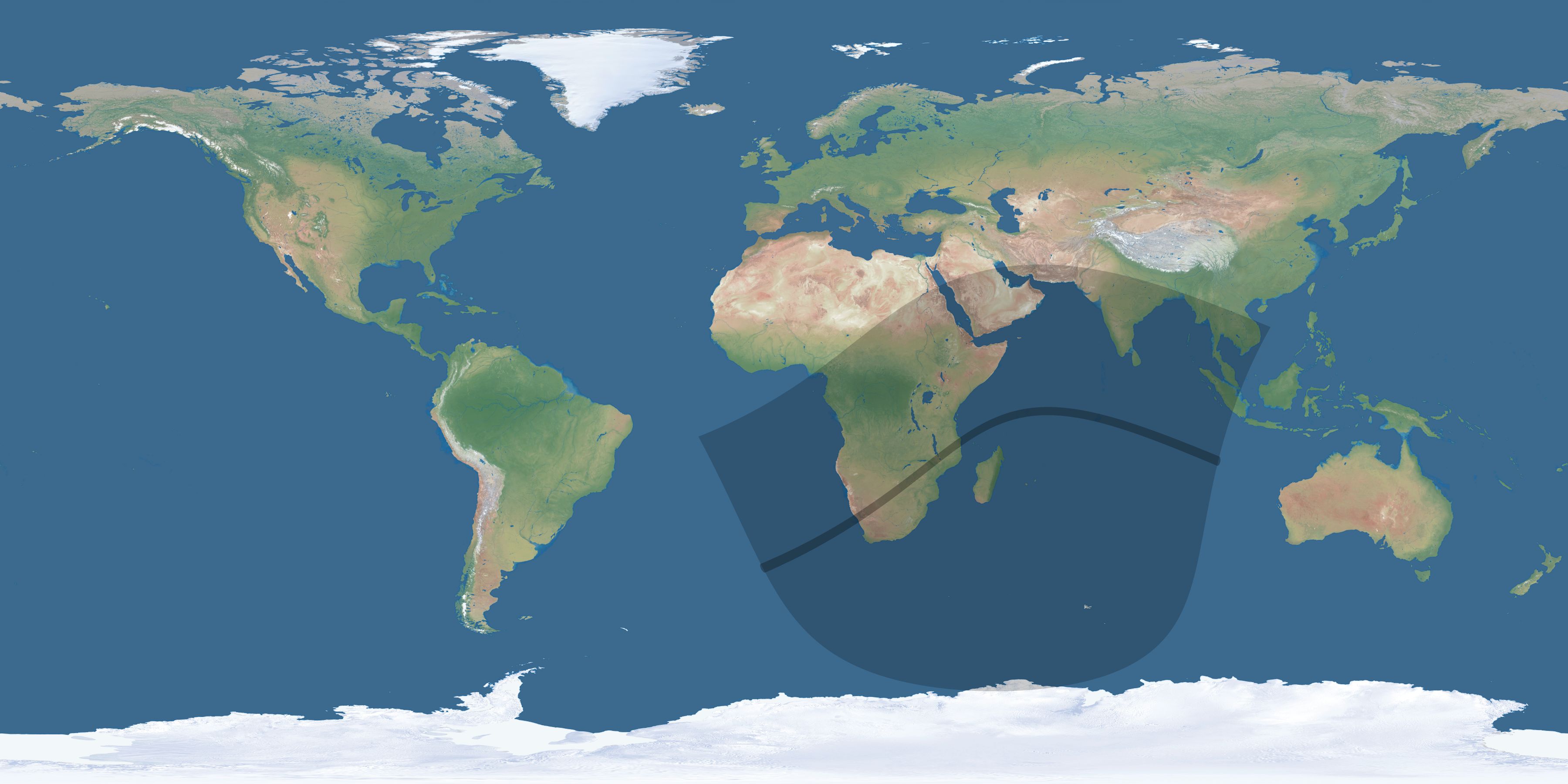 Map of the umbra and penumbra path of the solar eclipse of 05/25/1332