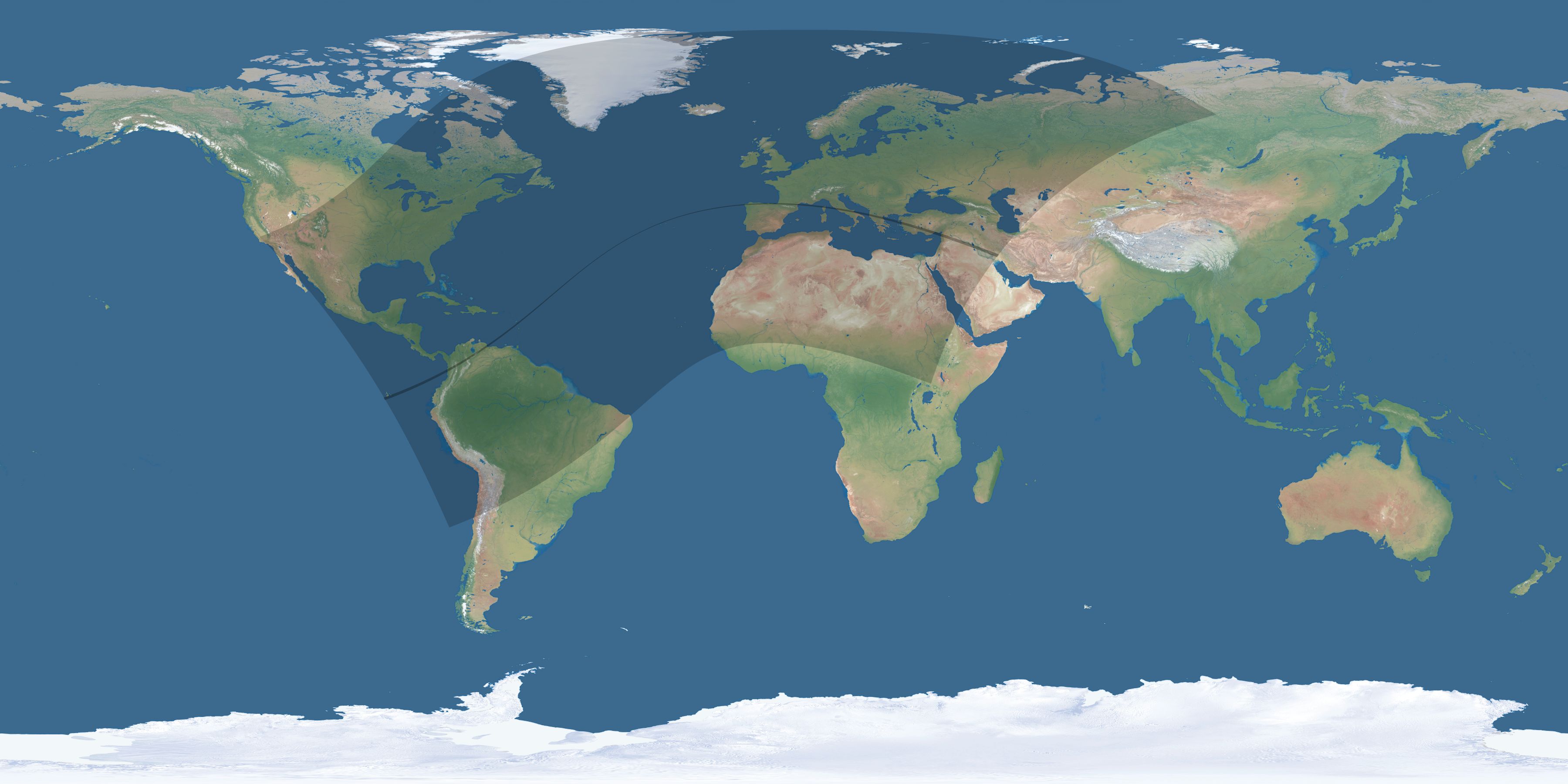 Map of the umbra and penumbra path of the solar eclipse of 05/14/1333