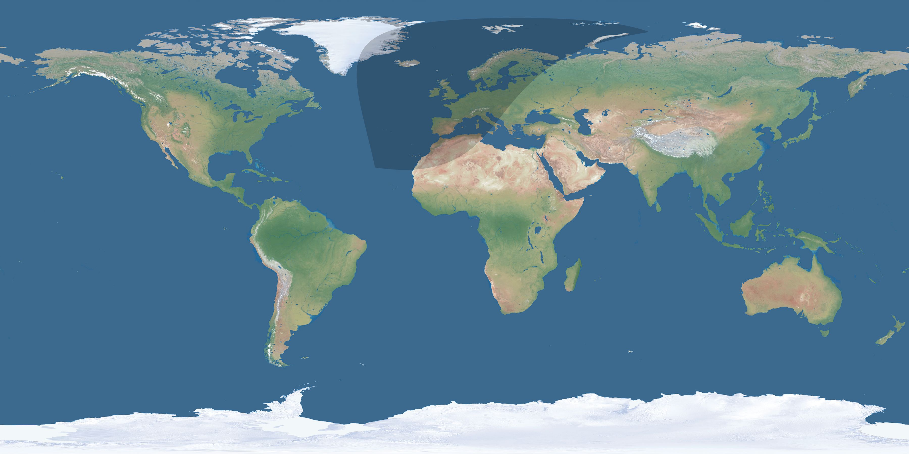 Map of the umbra and penumbra path of the solar eclipse of 02/20/1338